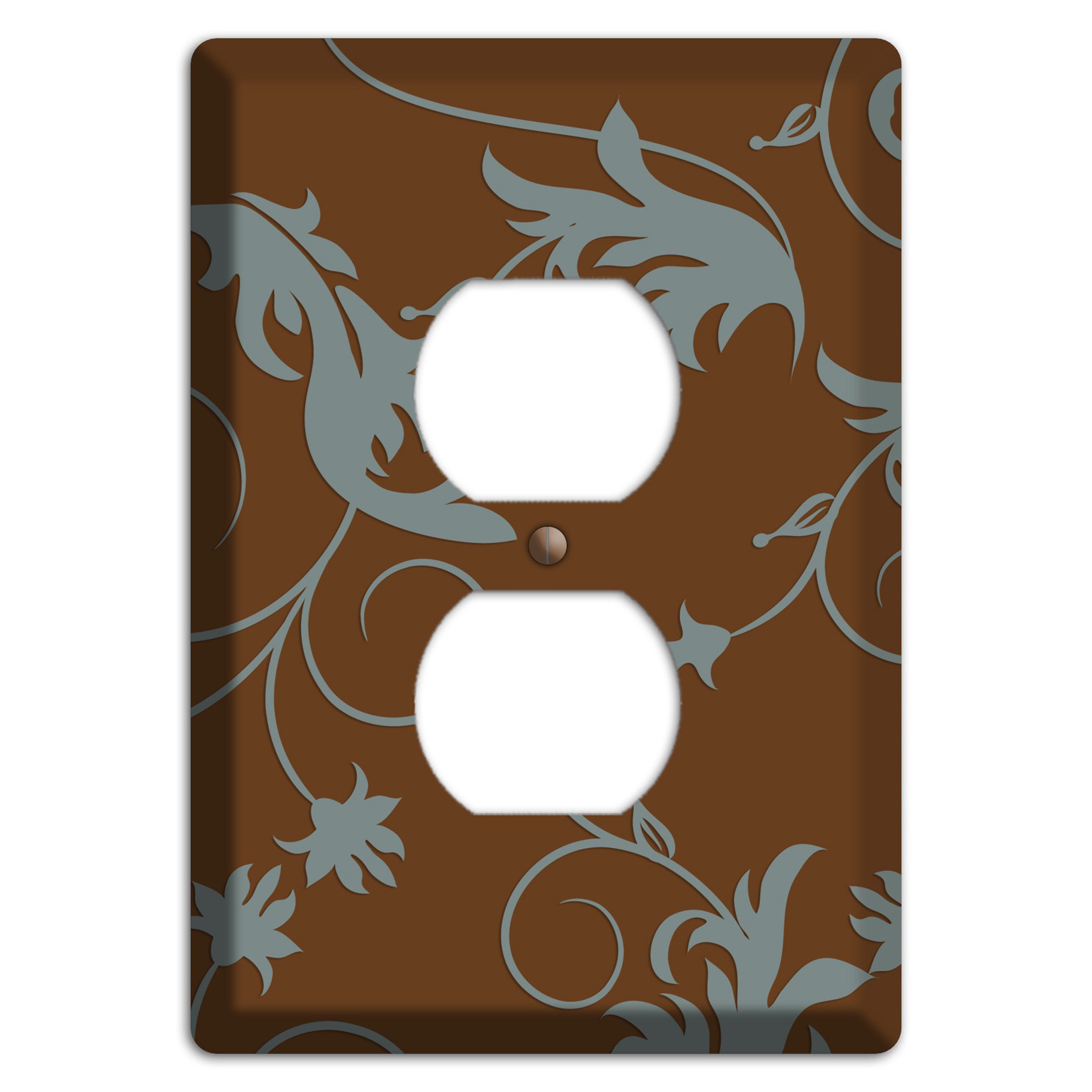 Brown and Grey Victorian Sprig Duplex Outlet Wallplate