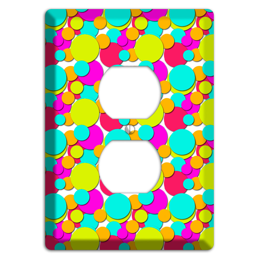 Aqua Fuschia Yellow Red Orange Bubble Dots Duplex Outlet Wallplate