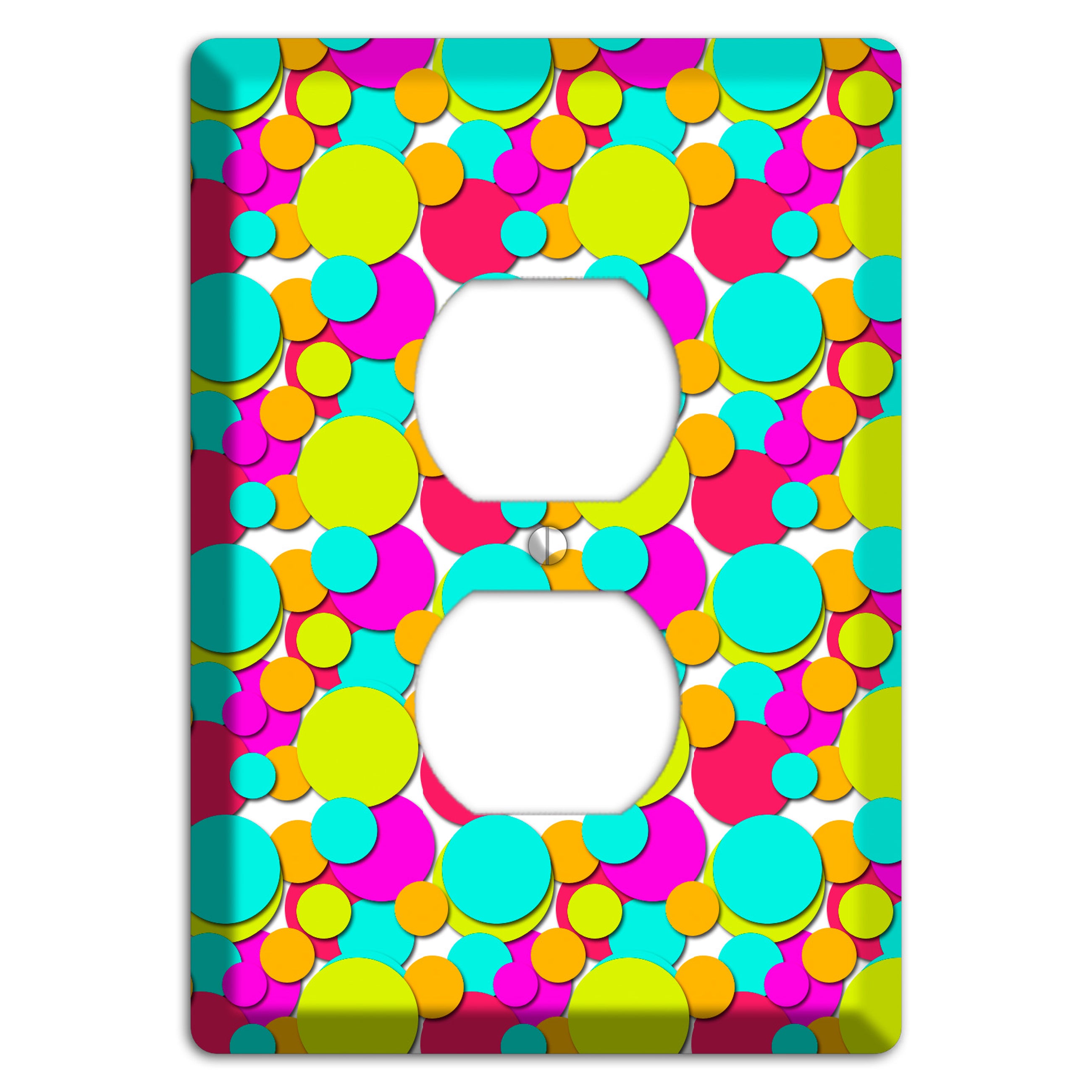 Aqua Fuschia Yellow Red Orange Bubble Dots Duplex Outlet Wallplate