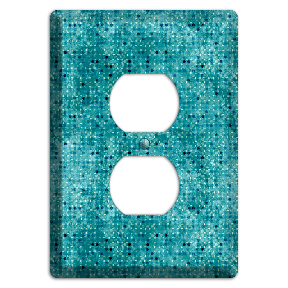 Turquoise Grunge Small Tile Duplex Outlet Wallplate