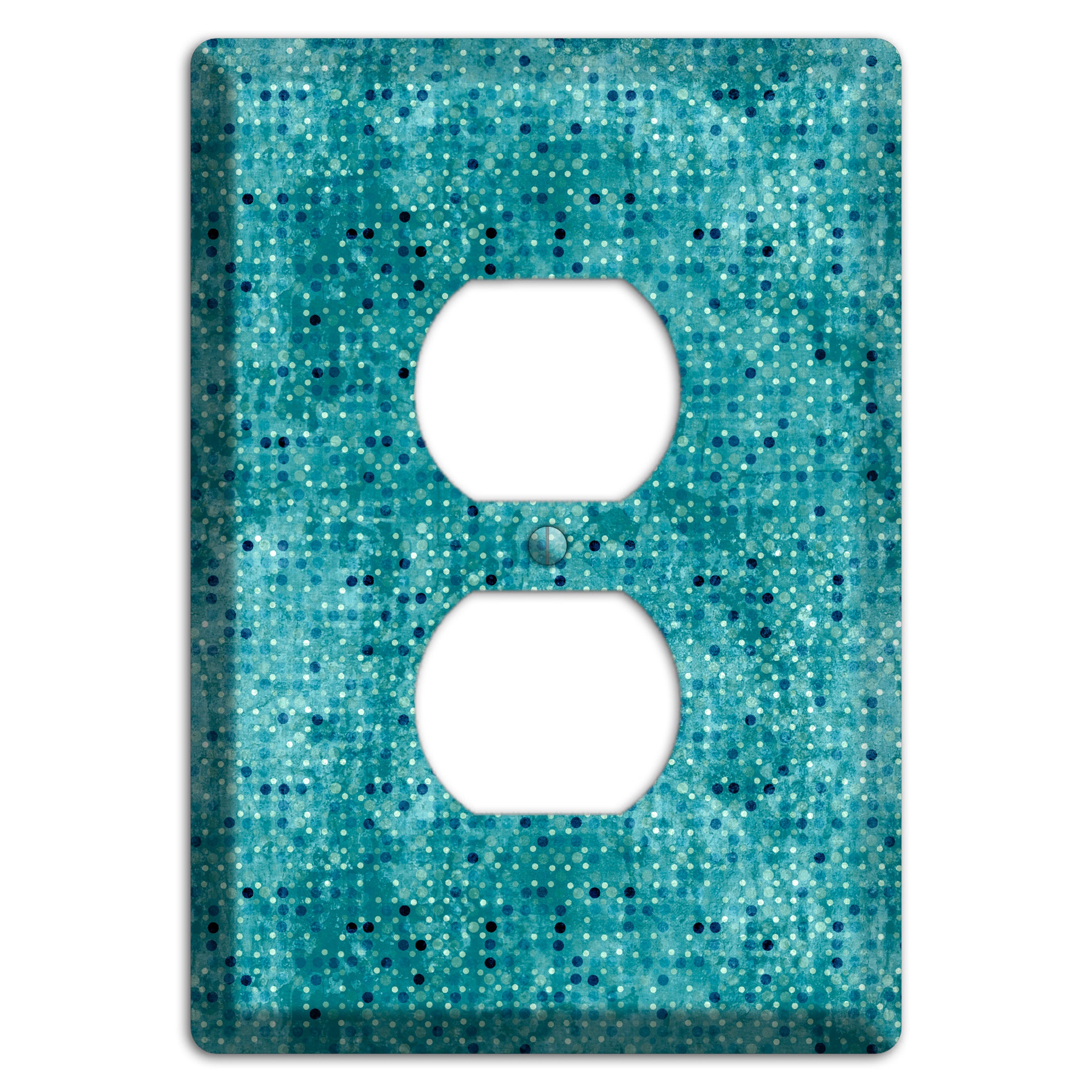 Turquoise Grunge Small Tile Duplex Outlet Wallplate