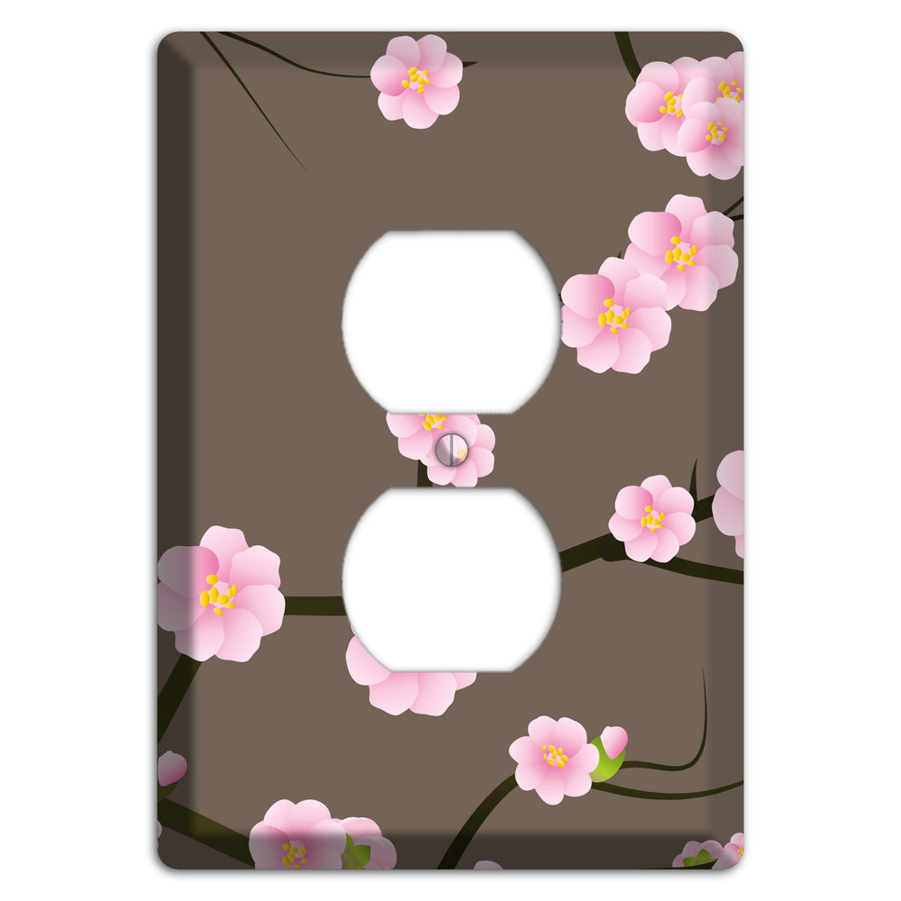Pink and Brown Cherry Blossoms Duplex Outlet Wallplate