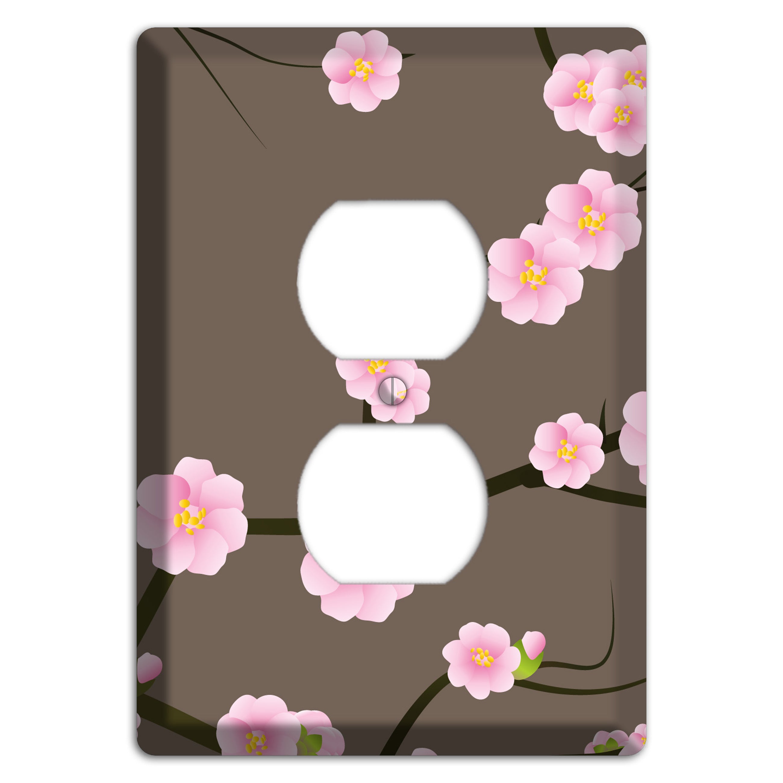 Pink and Brown Cherry Blossoms Duplex Outlet Wallplate