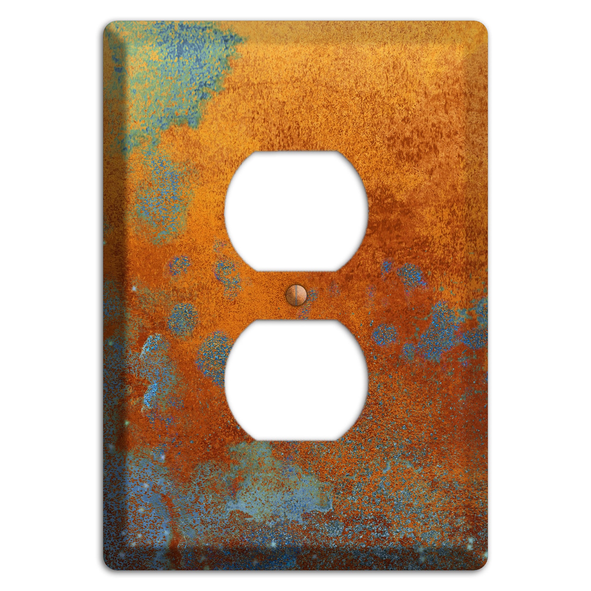 Antique Copper with Blue Duplex Outlet Wallplate