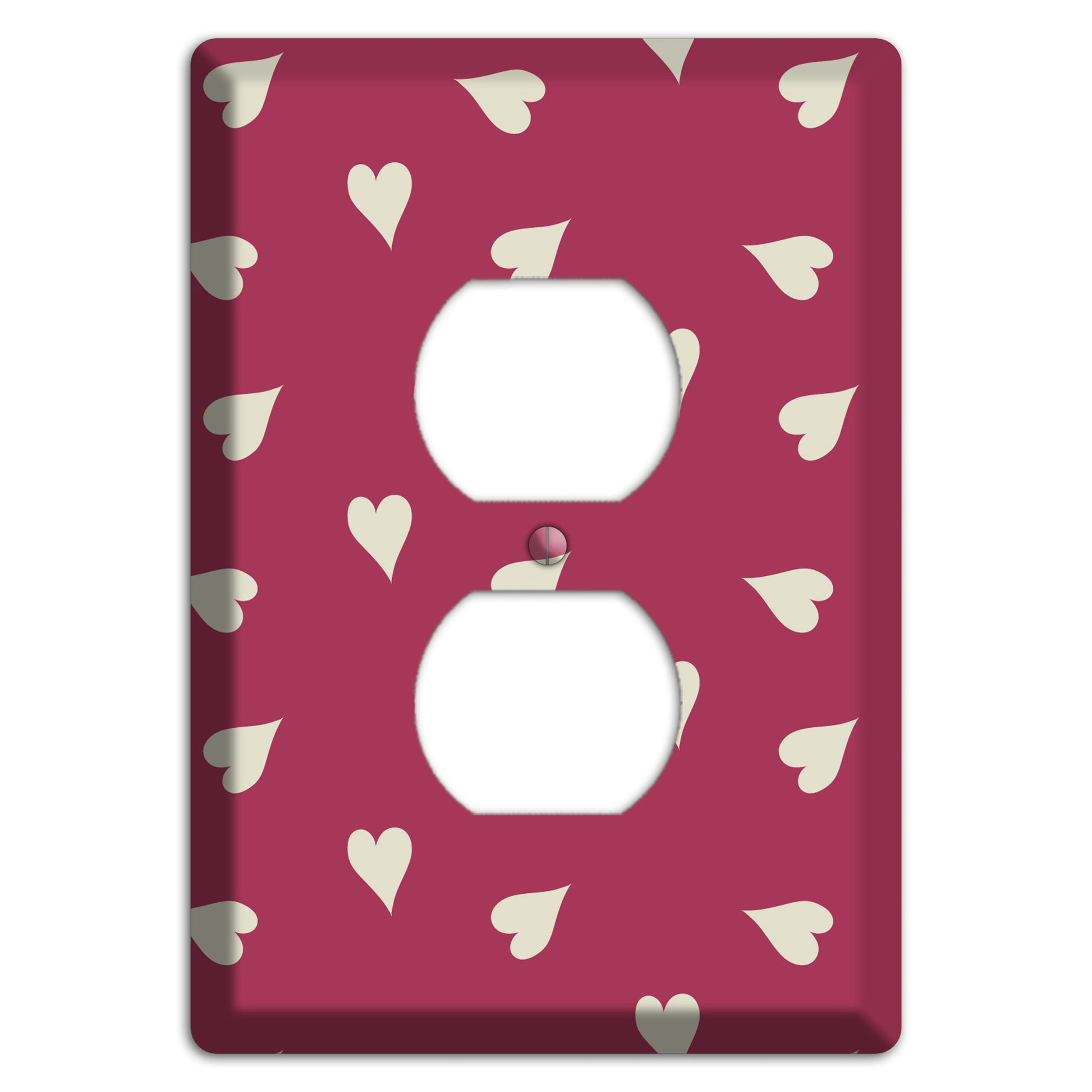 Fuschia with White Hearts Duplex Outlet Wallplate