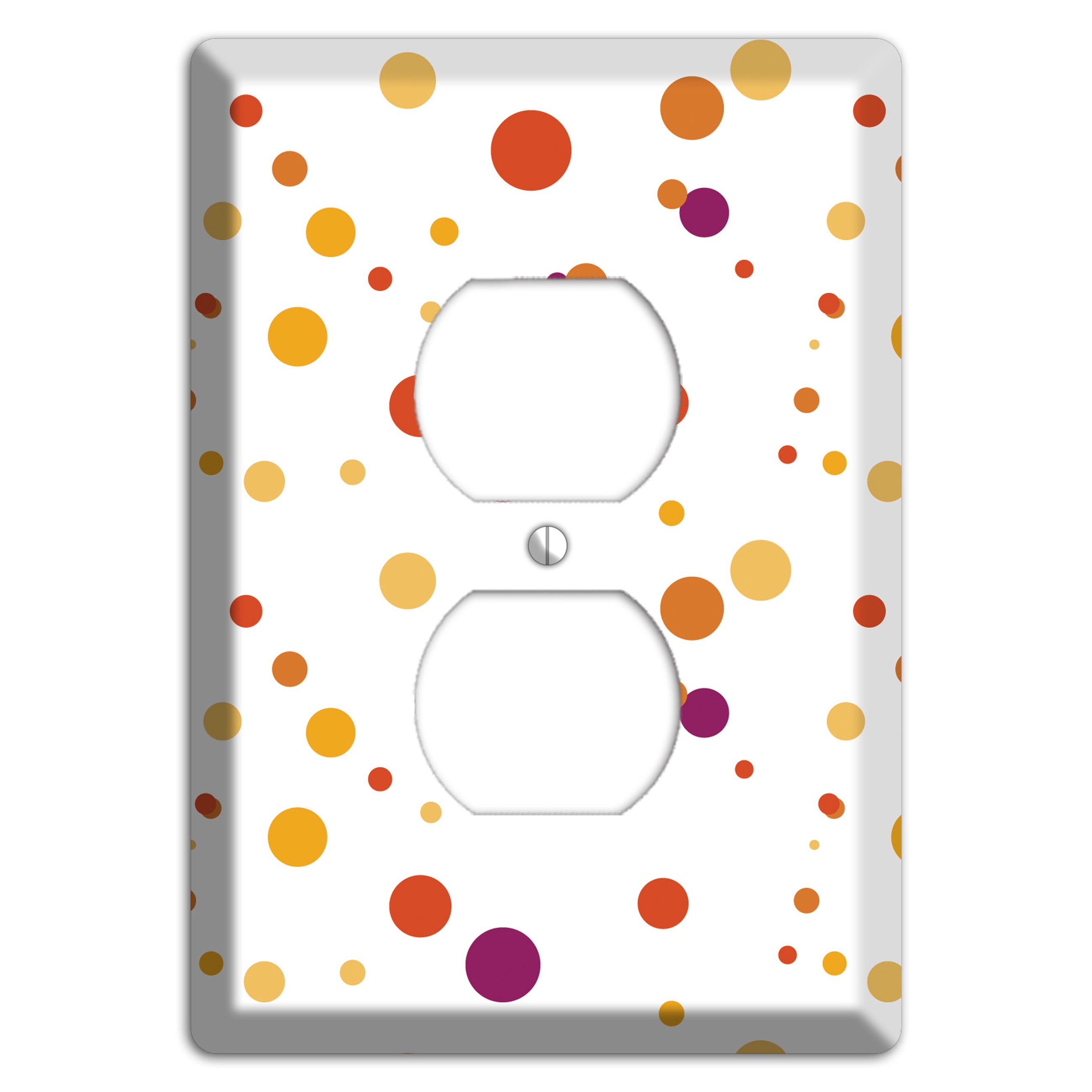 White with Multi Red and Umber Small Dots Duplex Outlet Wallplate