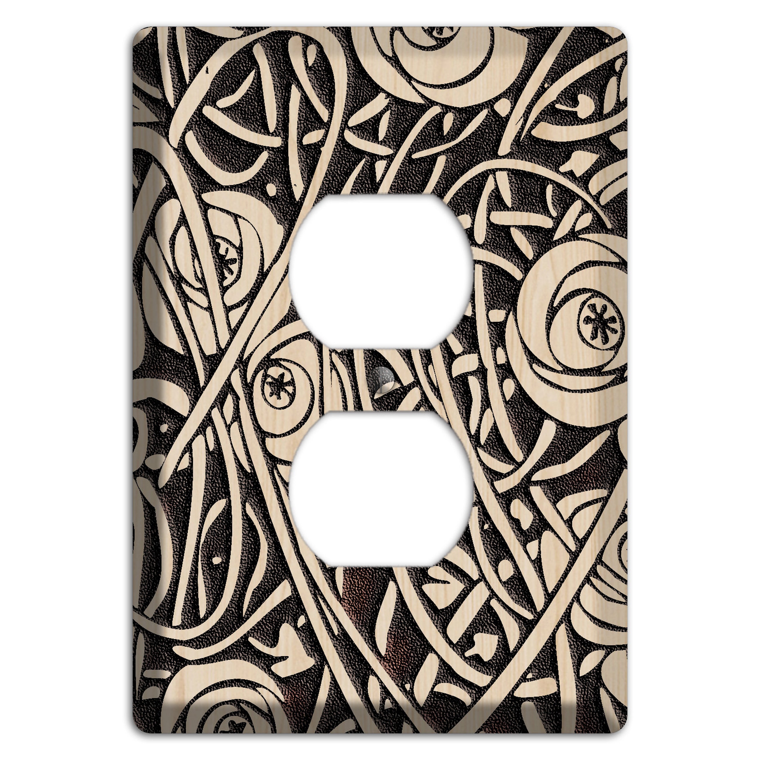 Deco Floral Wood Lasered Duplex Outlet Wallplate
