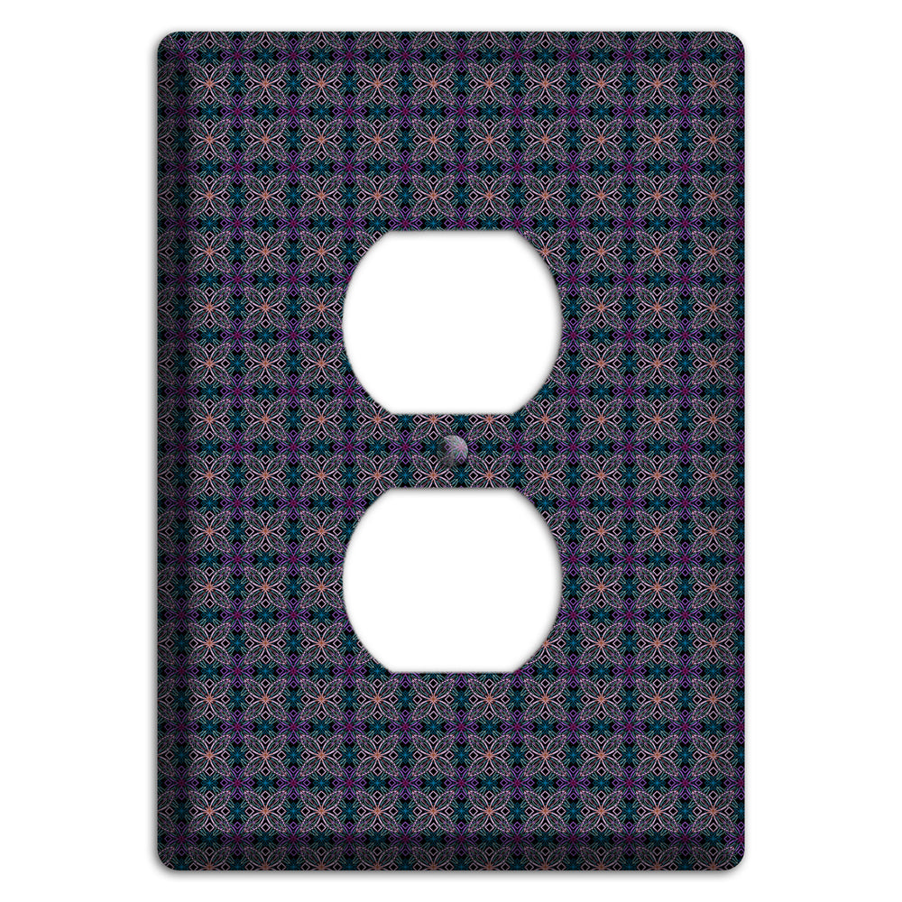 Purple and Green Tiled Floral Foulard Duplex Outlet Wallplate