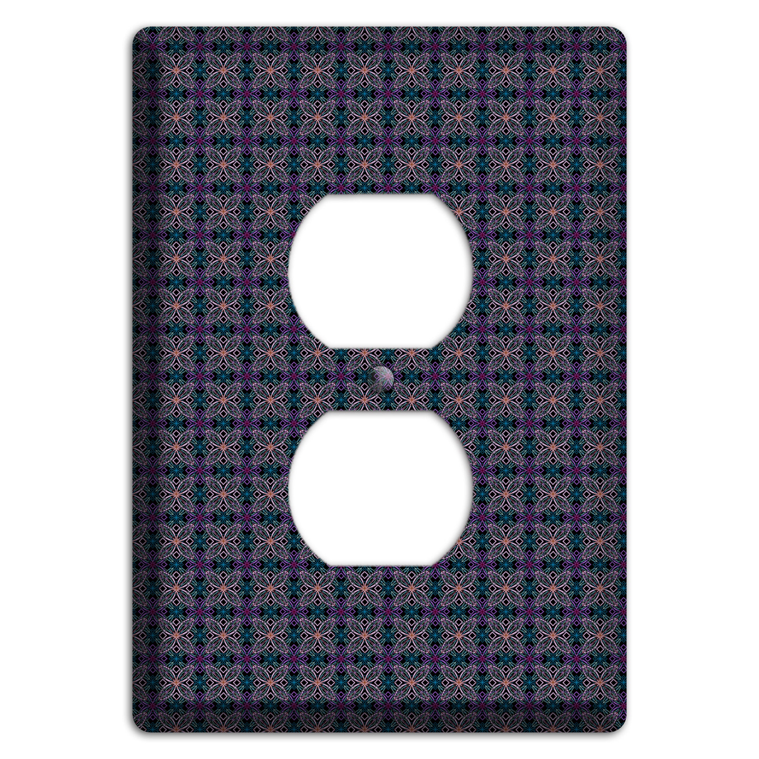 Purple and Green Tiled Floral Foulard Duplex Outlet Wallplate