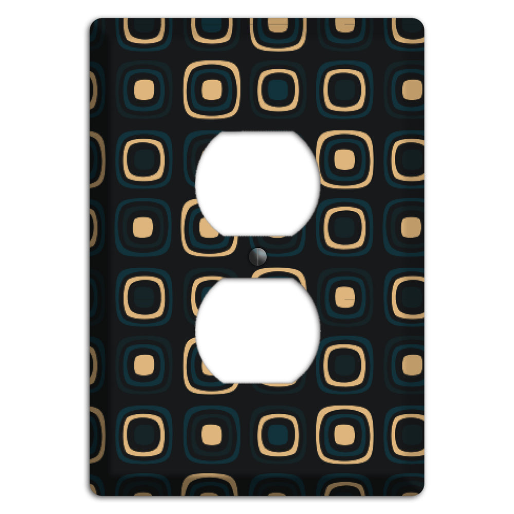 Black and Yellow Rounded Squares Duplex Outlet Wallplate