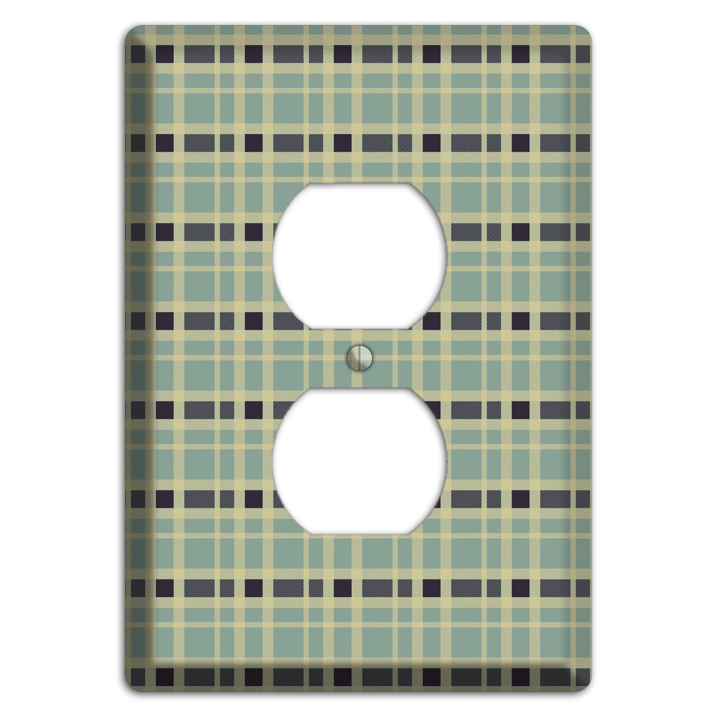 Sage and Black Plaid Duplex Outlet Wallplate