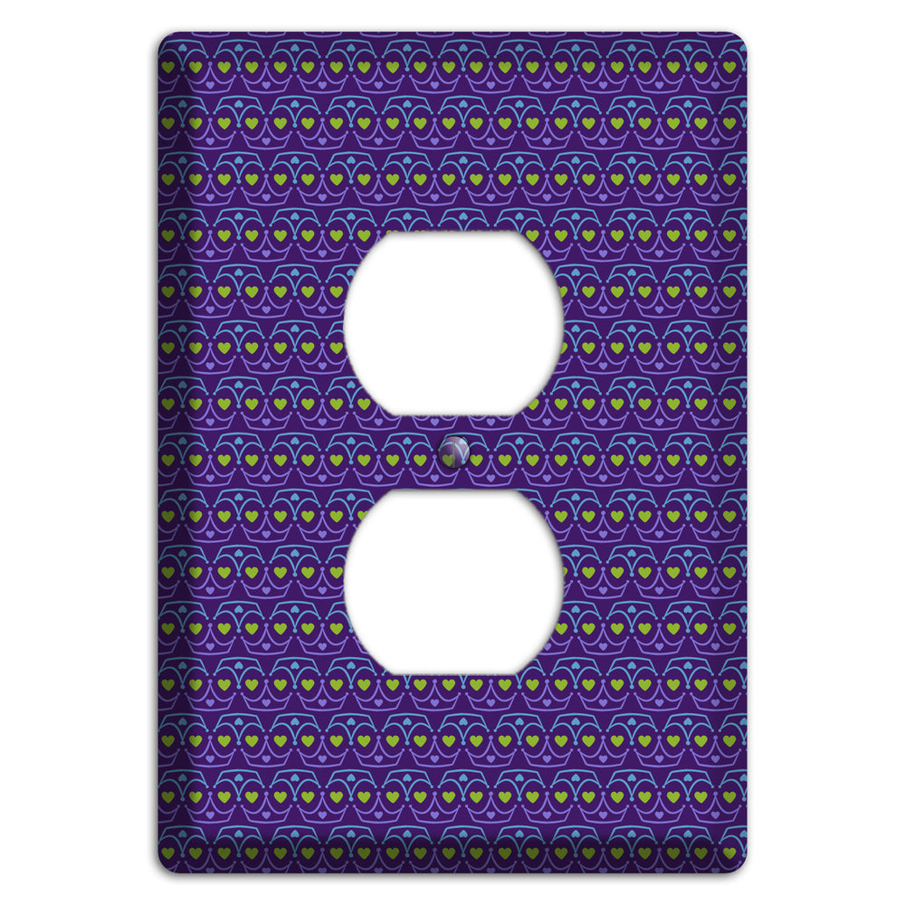 Purple Blue and Green Geometric Hearts Duplex Outlet Wallplate