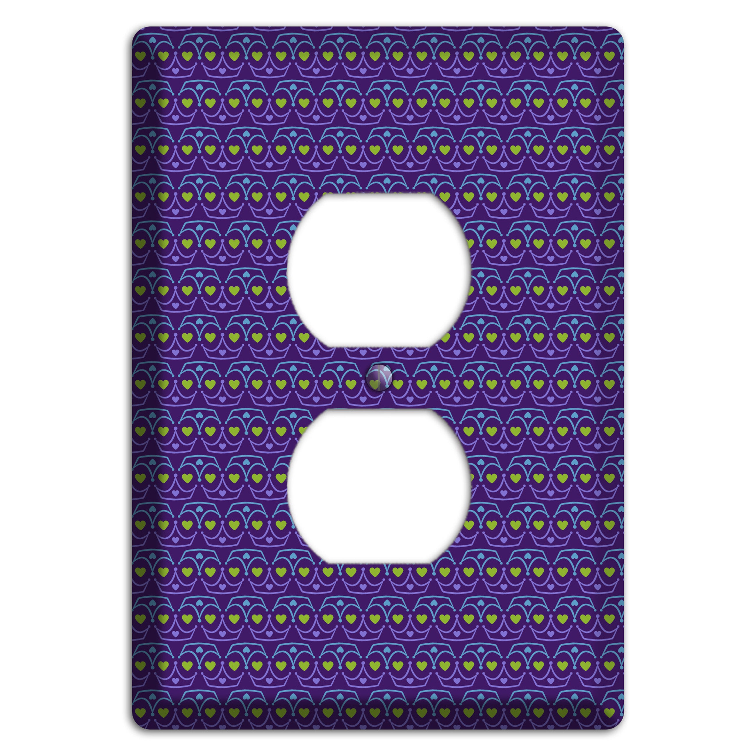 Purple Blue and Green Geometric Hearts Duplex Outlet Wallplate