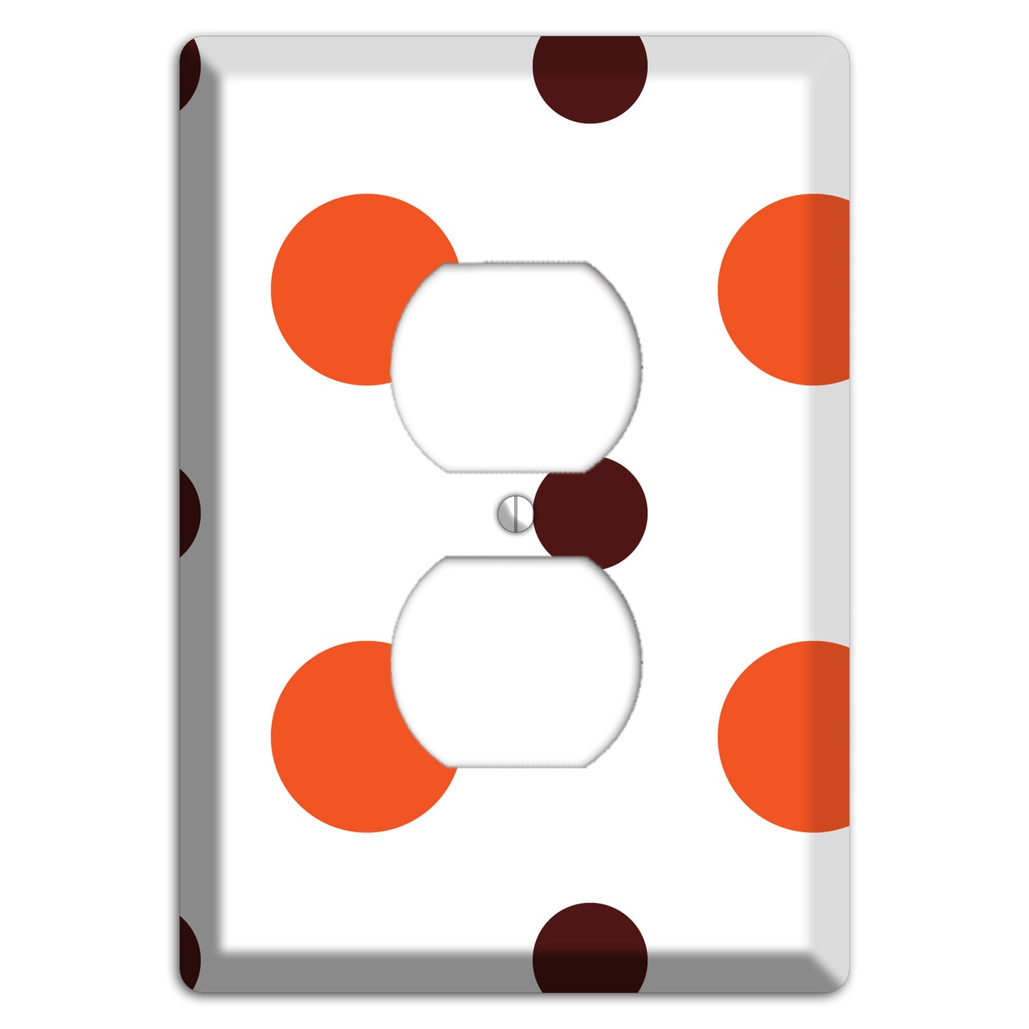 Coral and Brown Multi Medium Polka Dots 2 Duplex Outlet Wallplate