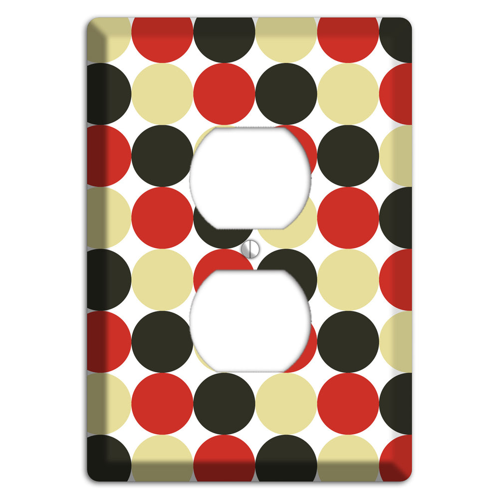 Beige Red Black Tiled Dots Duplex Outlet Wallplate
