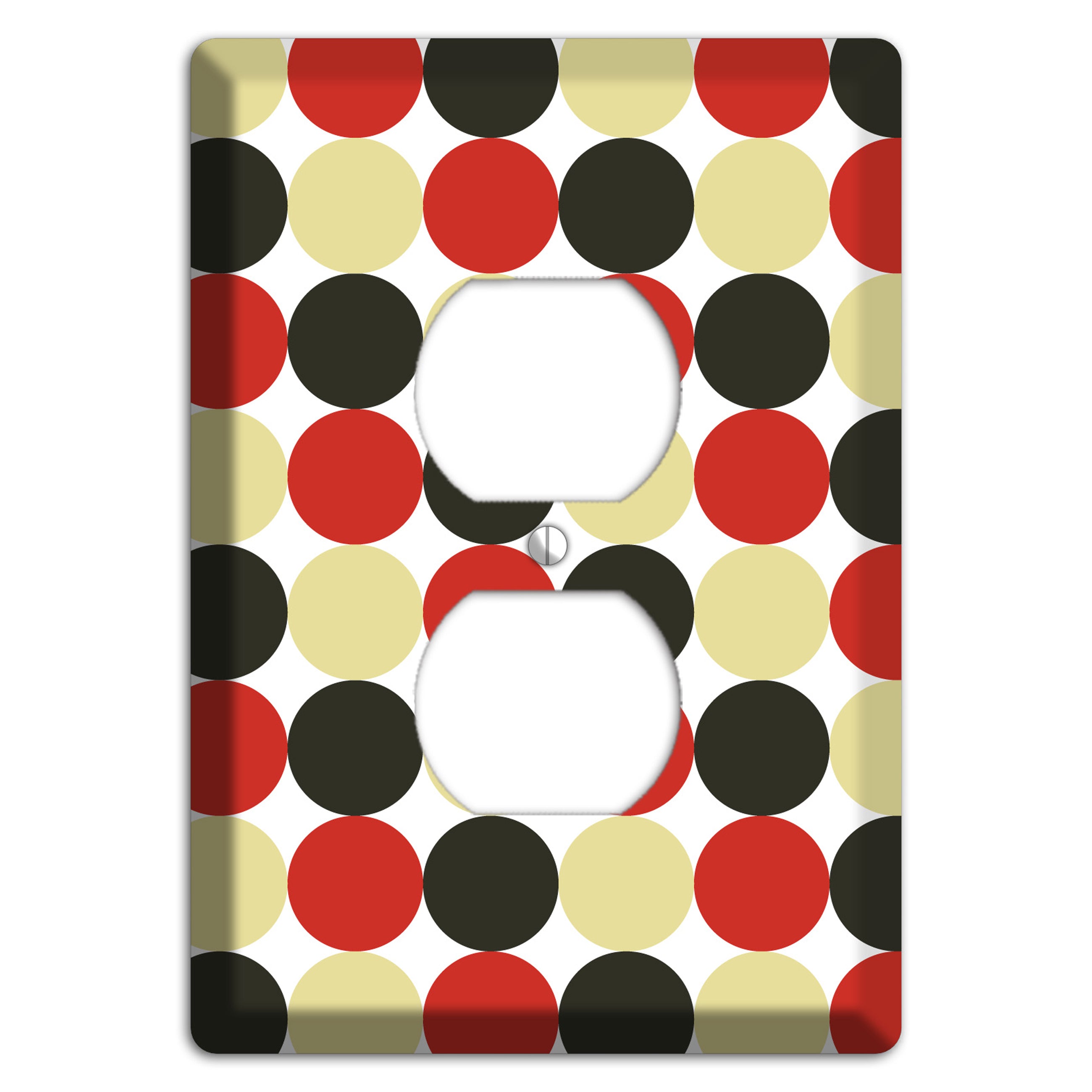 Beige Red Black Tiled Dots Duplex Outlet Wallplate