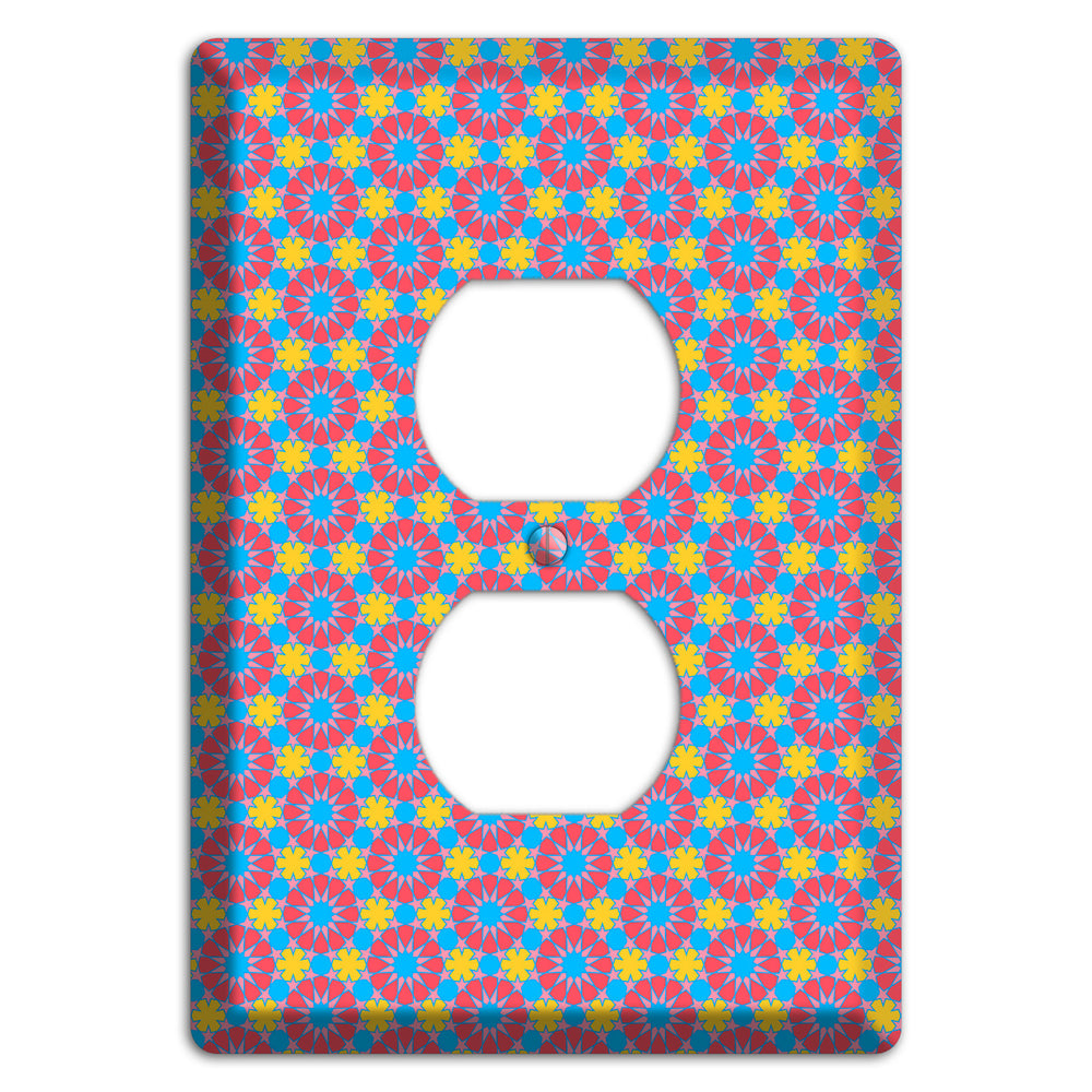 Fuschia Blue Yellow Foulard Duplex Outlet Wallplate