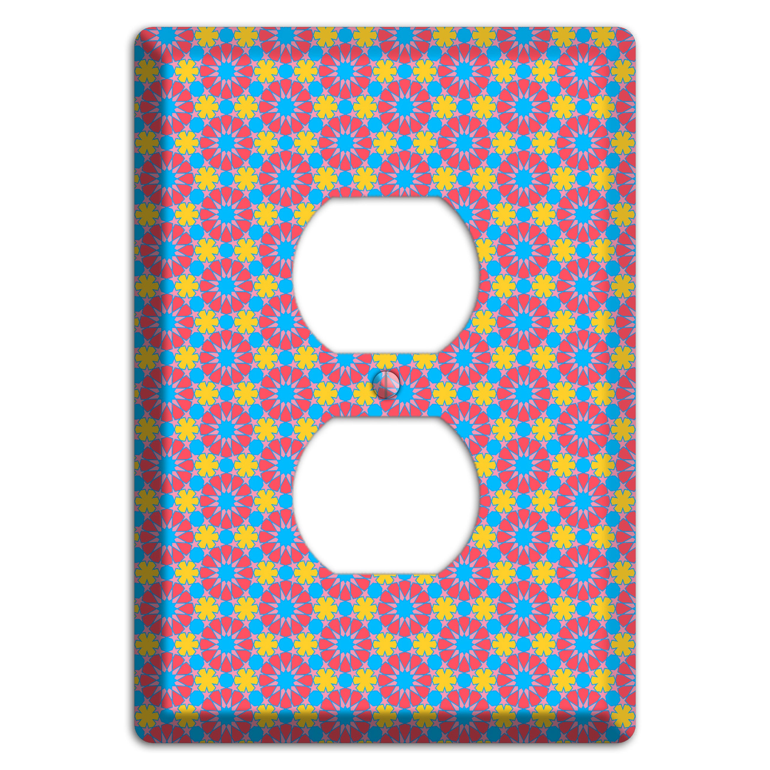 Fuschia Blue Yellow Foulard Duplex Outlet Wallplate