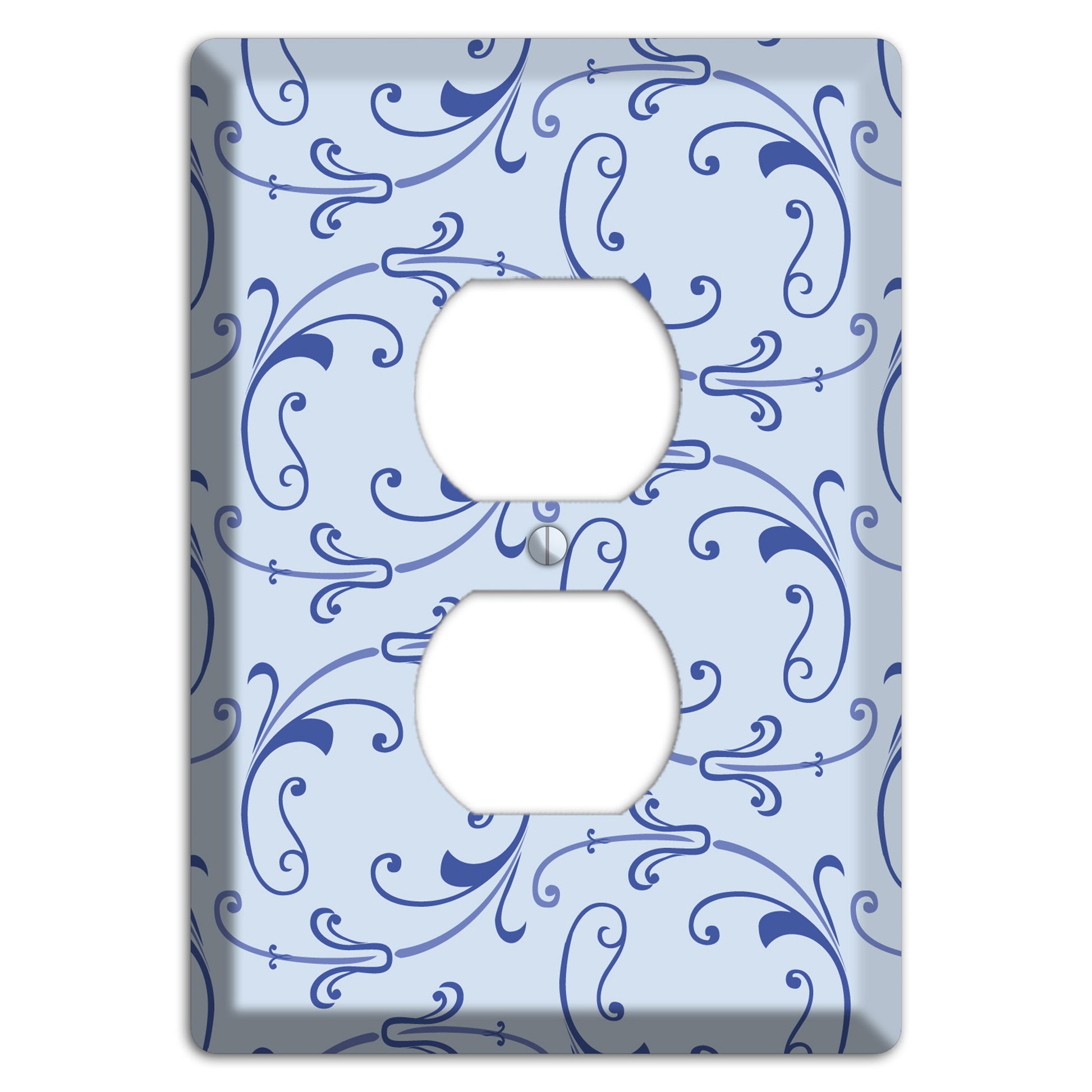 Light Blue Victorian Sprig Duplex Outlet Wallplate