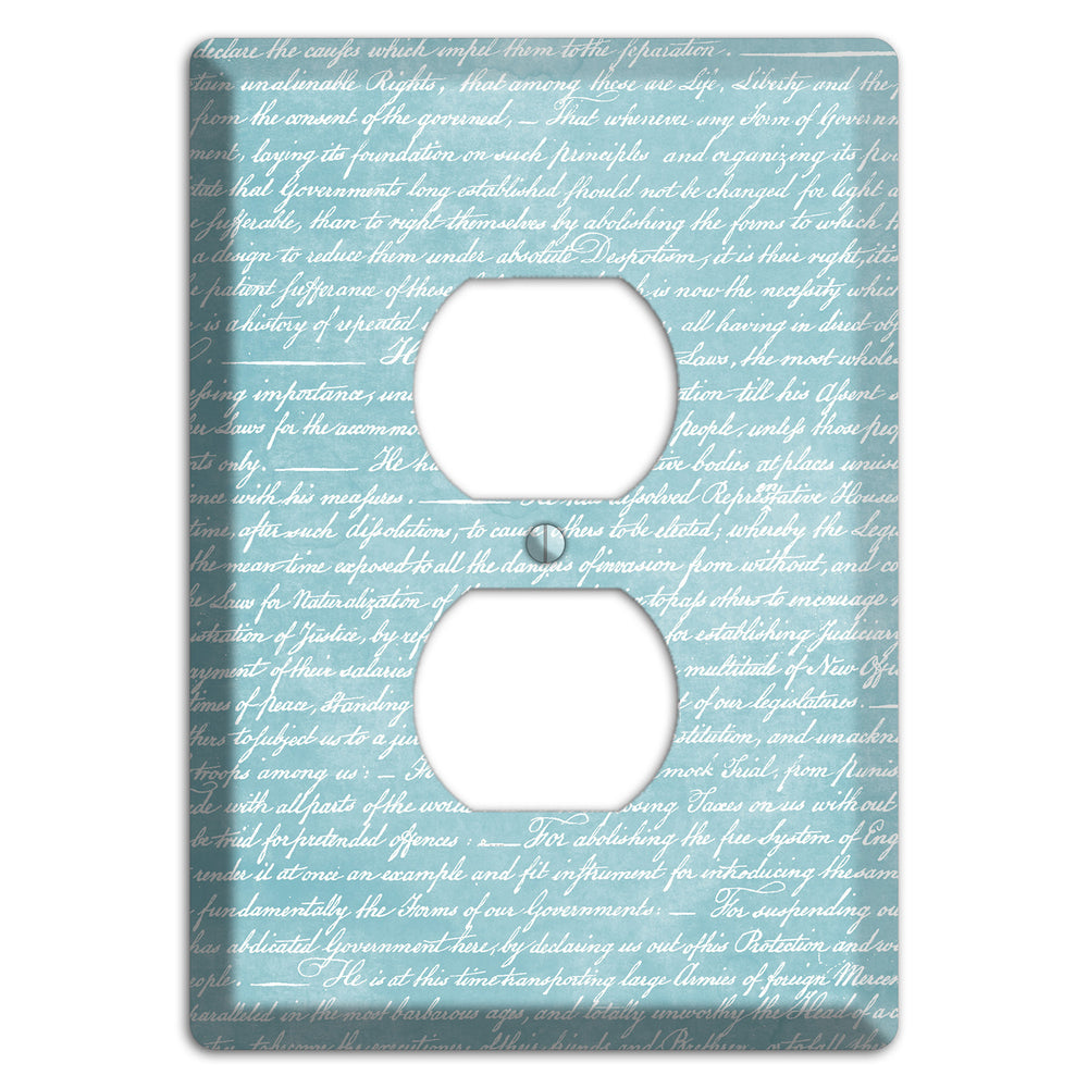 Blue Stained Script Duplex Outlet Wallplate