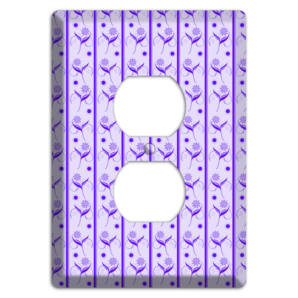 Purple Floral Pattern Duplex Outlet Wallplate