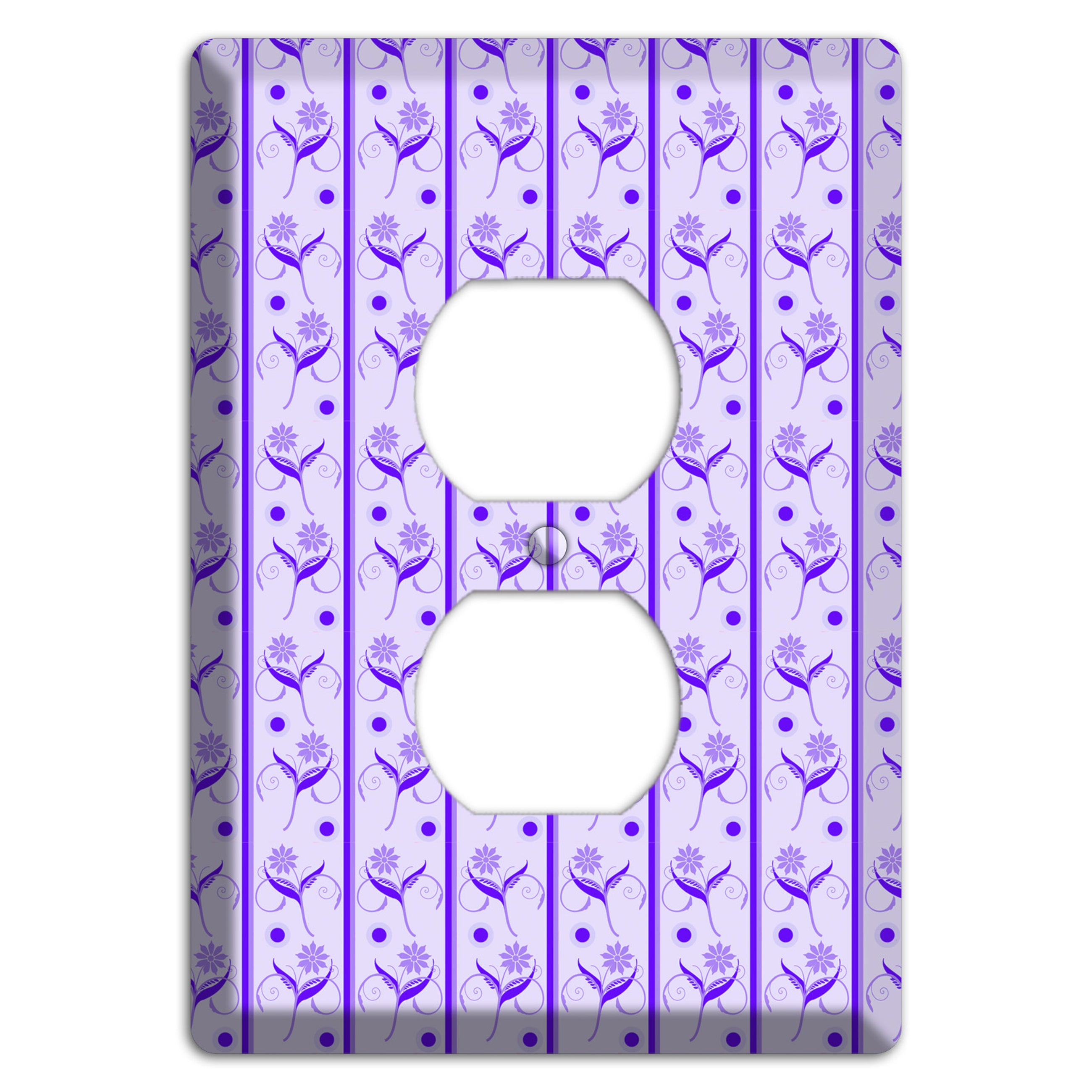 Purple Floral Pattern Duplex Outlet Wallplate