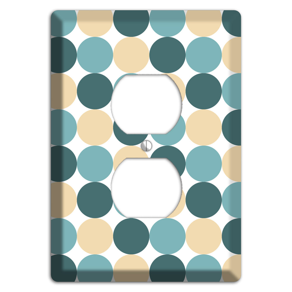 Dusty Blue Beige Tiled Dots Duplex Outlet Wallplate