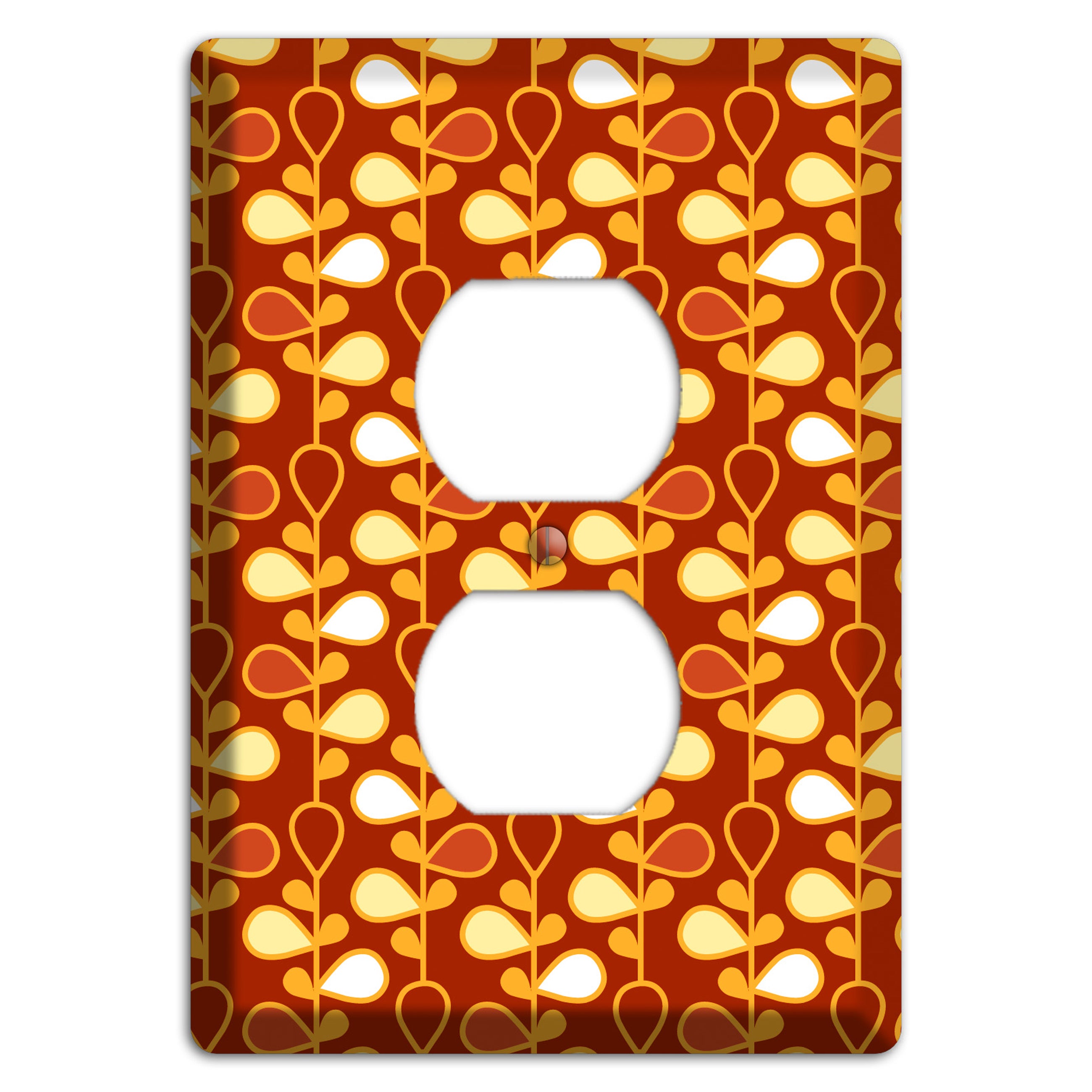 Red with Orange and Yellow Drop and Vine Duplex Outlet Wallplate