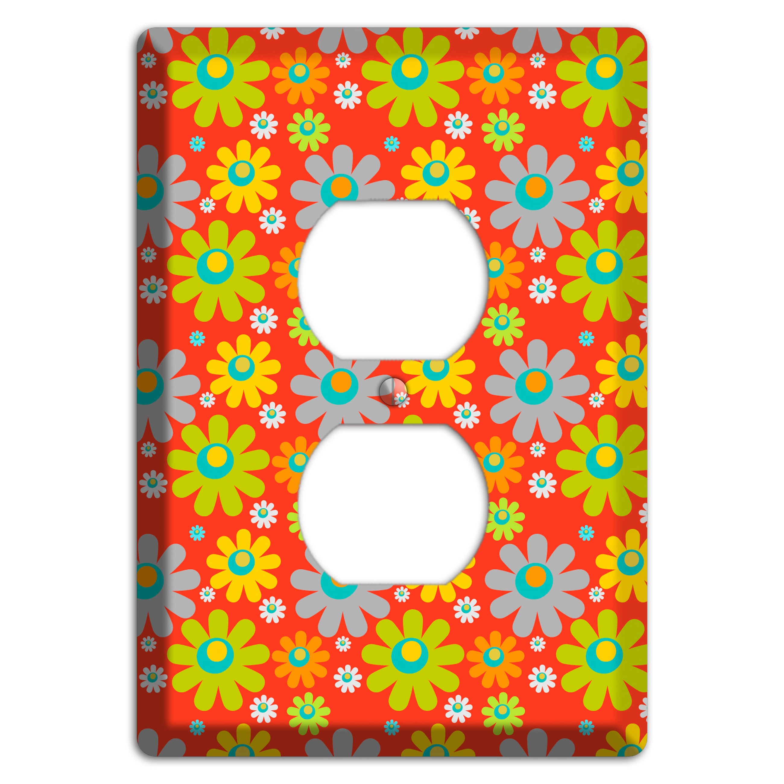 Orange and Yellow Flower Power Duplex Outlet Wallplate