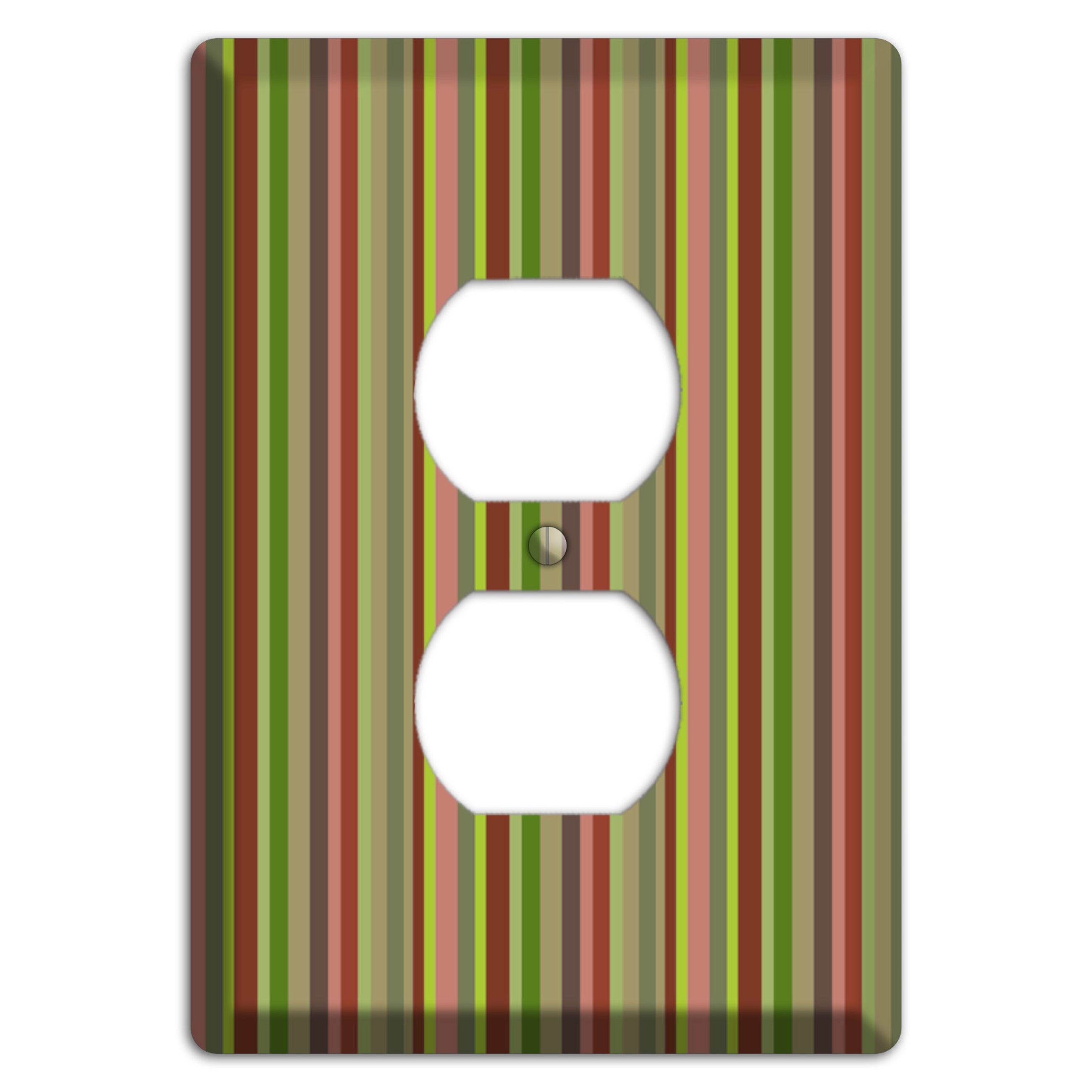 Multi Olive Burgundy Vertical Stripes Duplex Outlet Wallplate