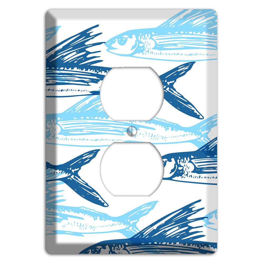 Multi-Blue Fish Duplex Outlet Wallplate