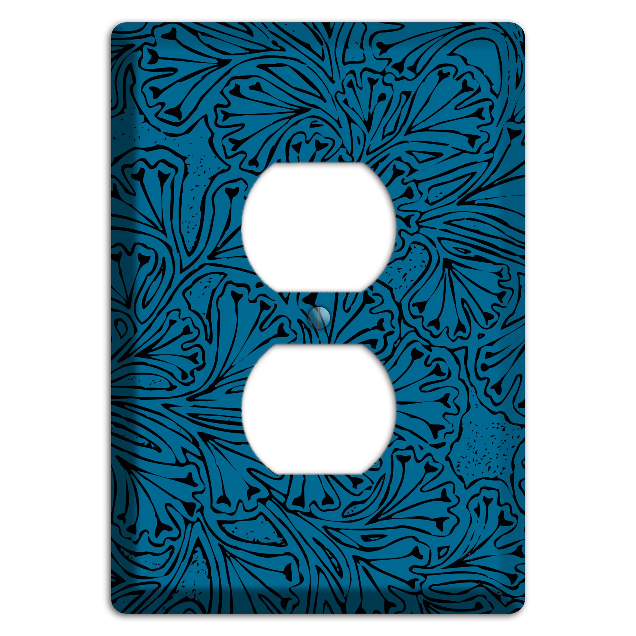 Deco Blue Interlocking Floral Duplex Outlet Wallplate