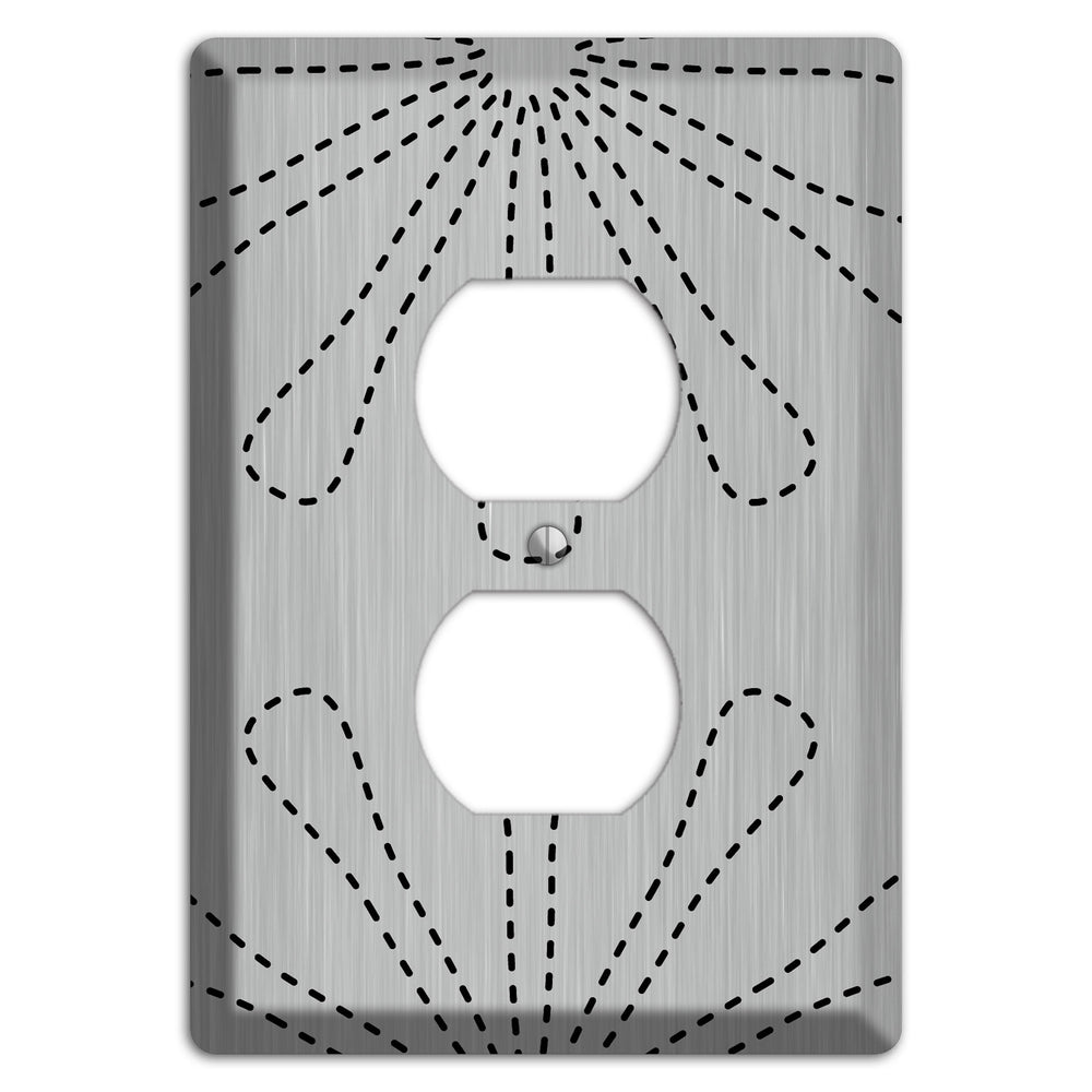 Retro Stipple Floral Stainless Steel Duplex Outlet Wallplate