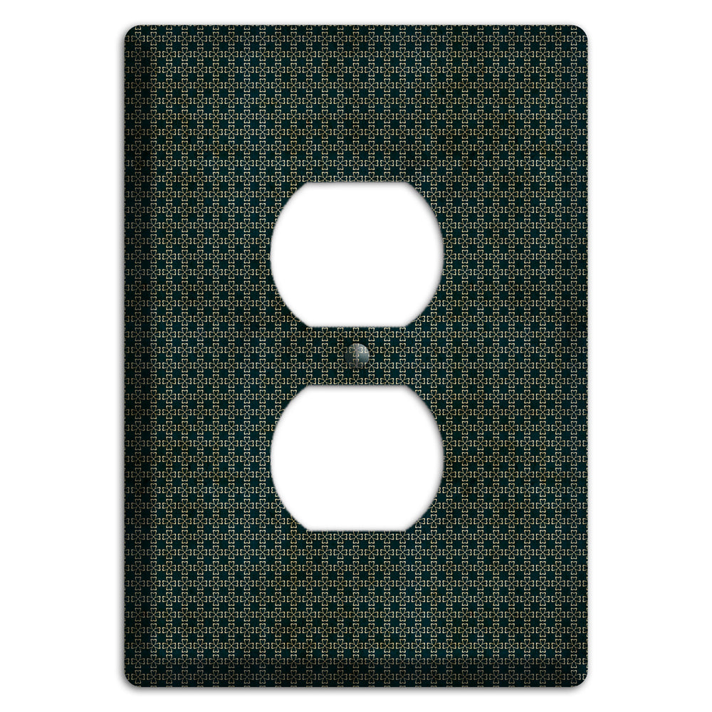 Dark Green Grunge Tiny Arabesque Duplex Outlet Wallplate