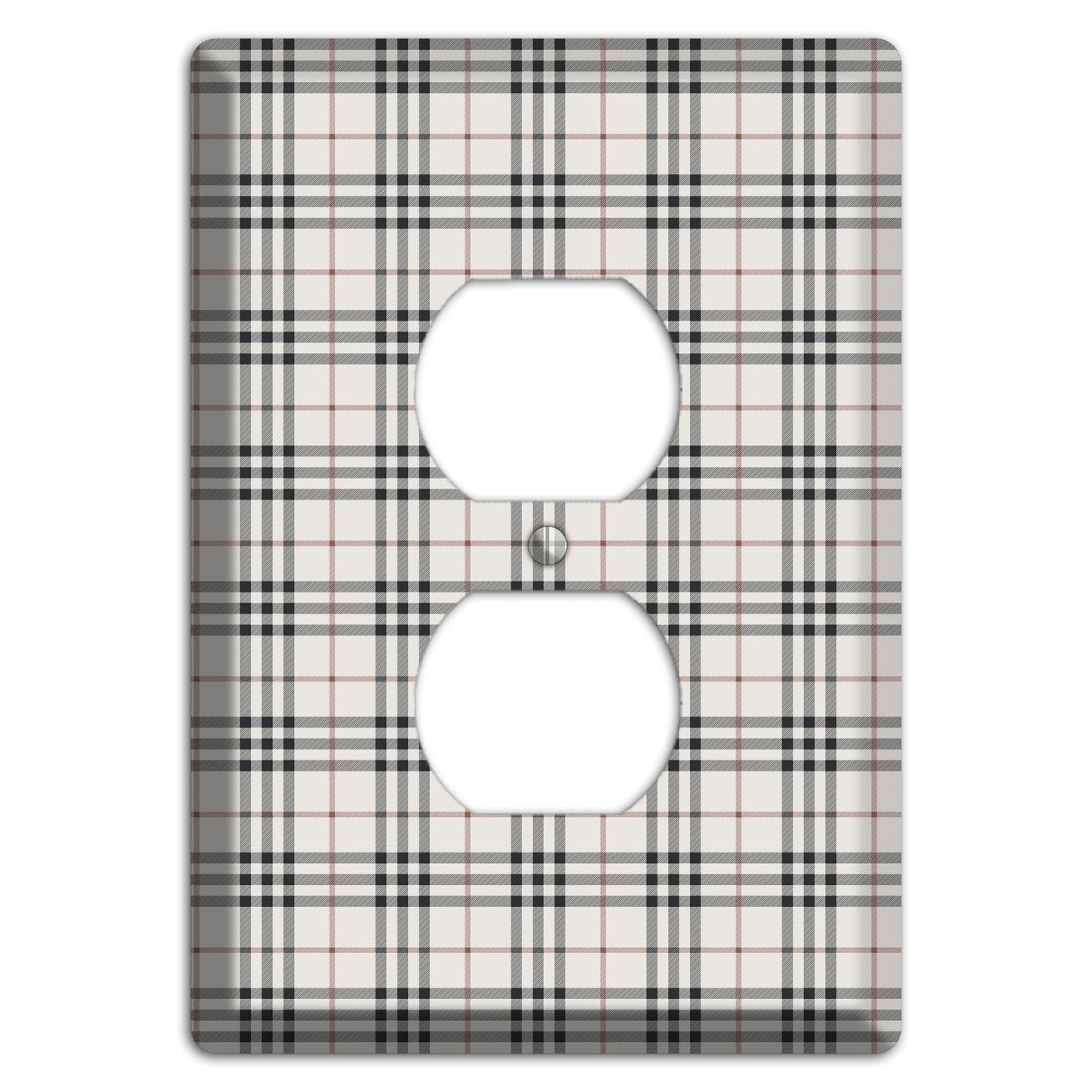 White and Black Plaid Duplex Outlet Wallplate