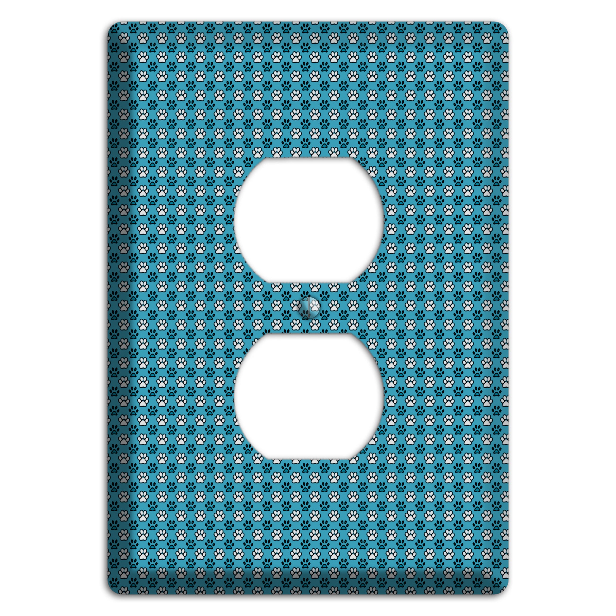 Blue Paw Prints Duplex Outlet Wallplate