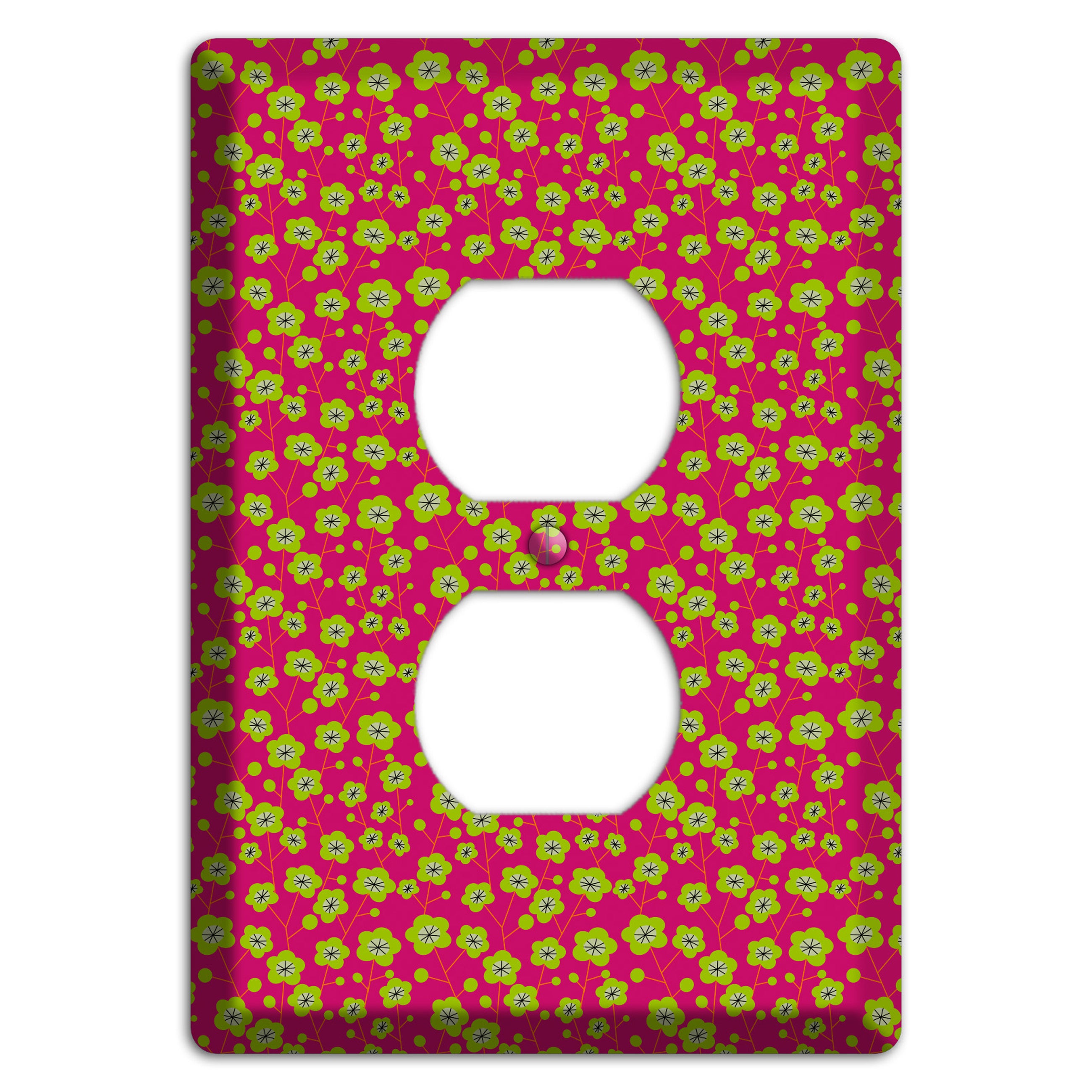Fuschia and Yellow Calico Duplex Outlet Wallplate