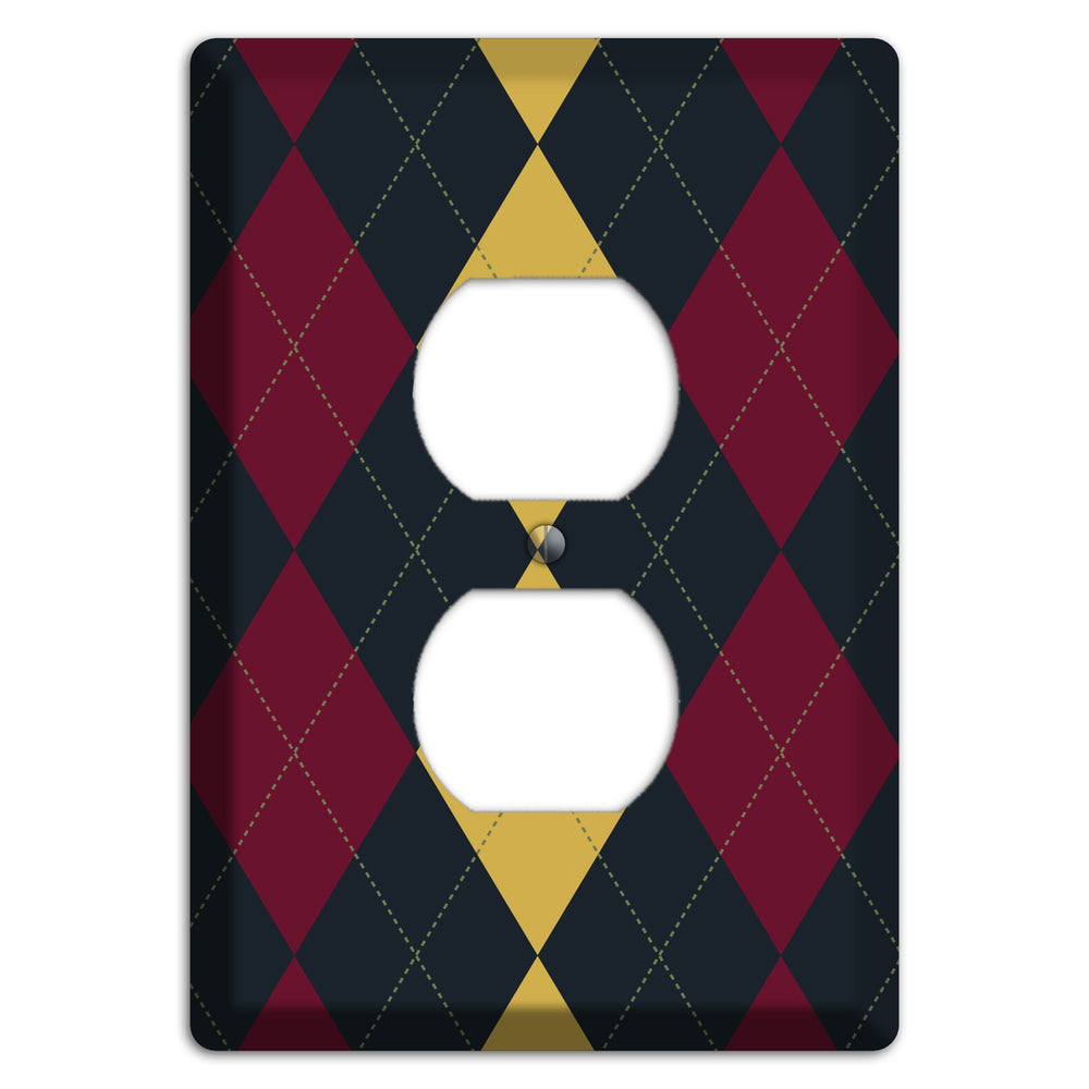 Deep Red and Yellow Argyle Duplex Outlet Wallplate