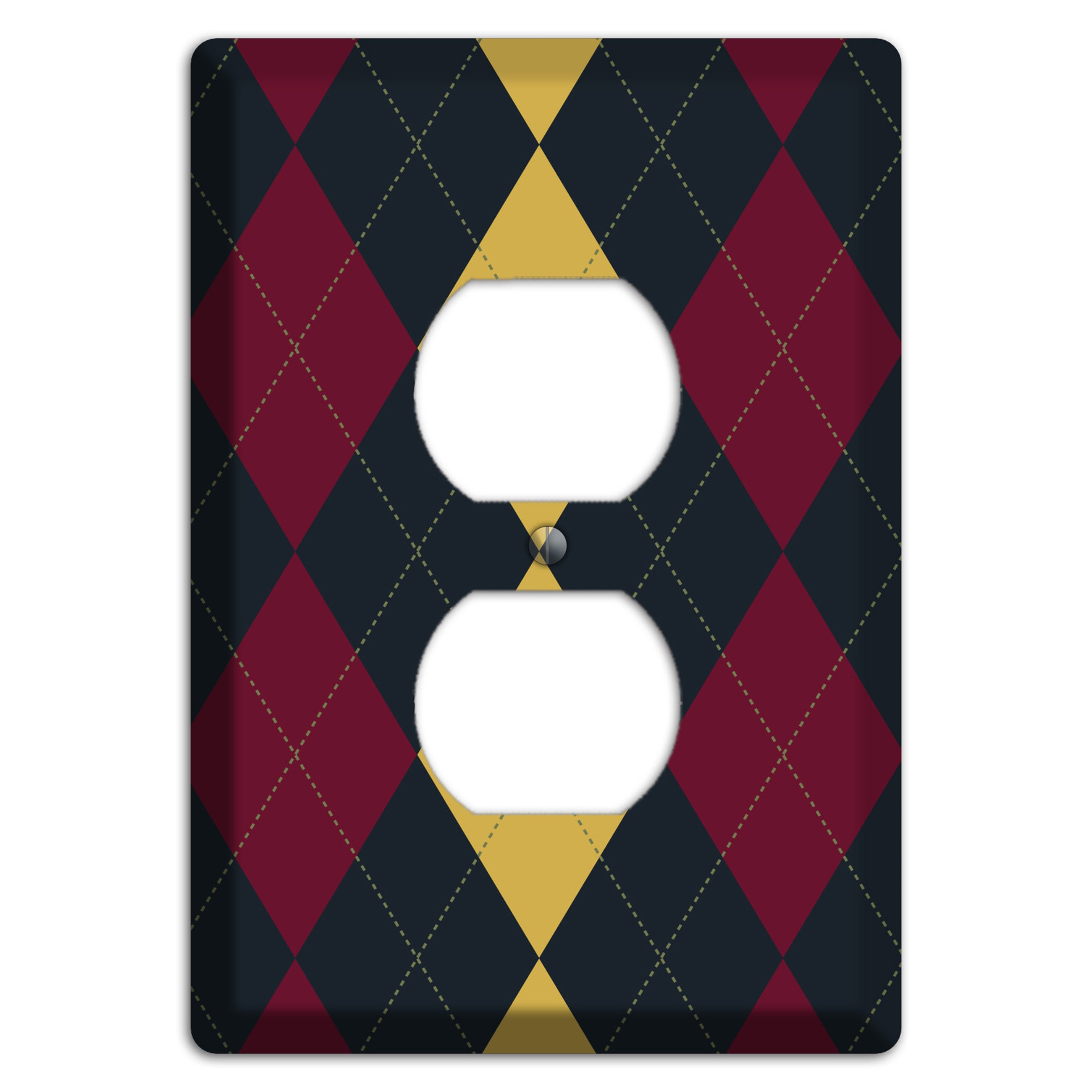 Deep Red and Yellow Argyle Duplex Outlet Wallplate