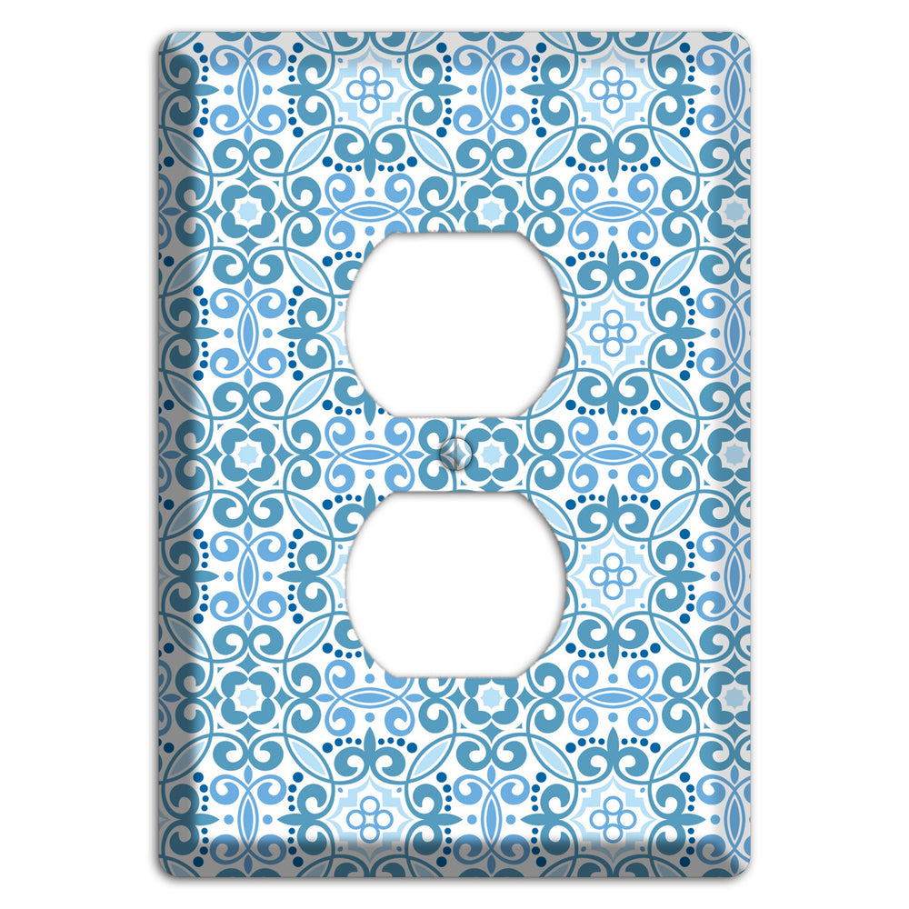 Multi Blue Foulard Duplex Outlet Wallplate
