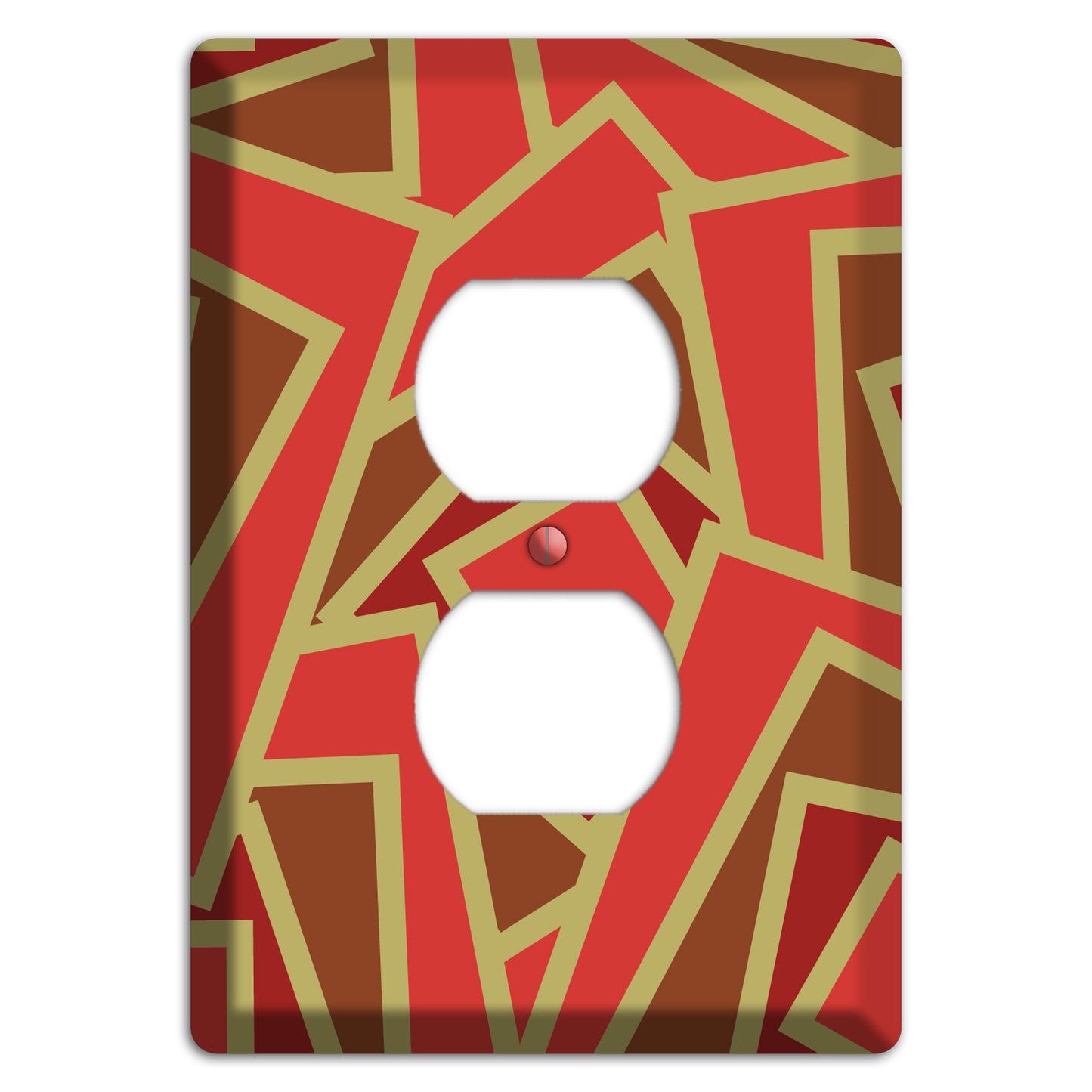 Red and Brown Retro Cubist Duplex Outlet Wallplate