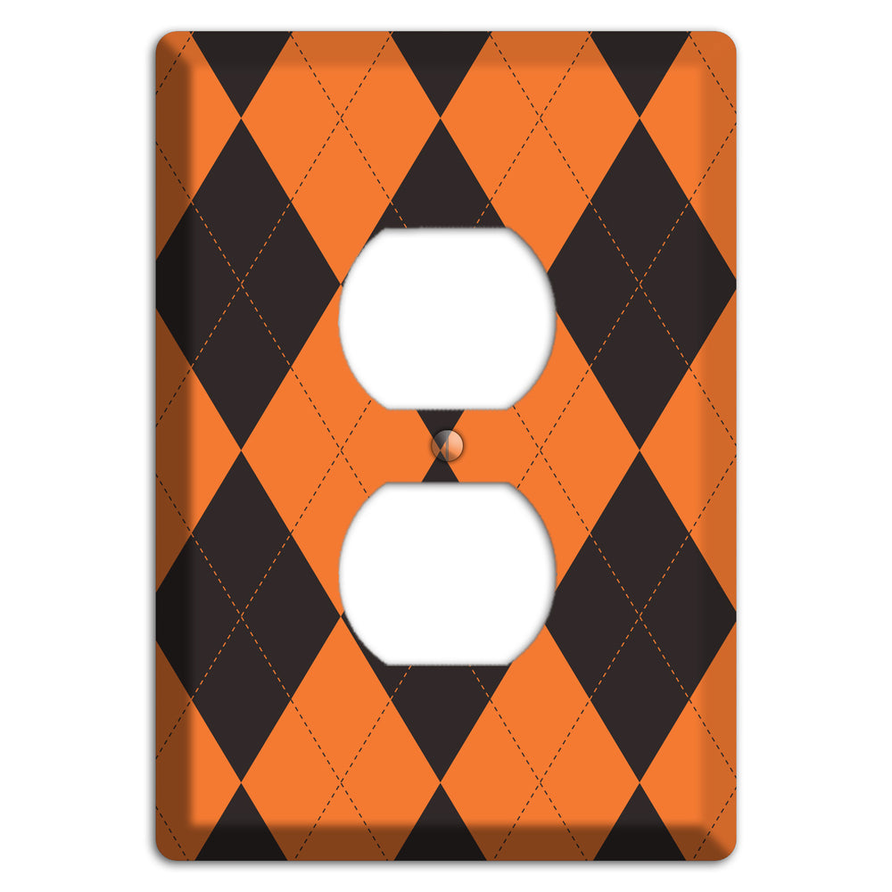 Orange Argyle Duplex Outlet Wallplate