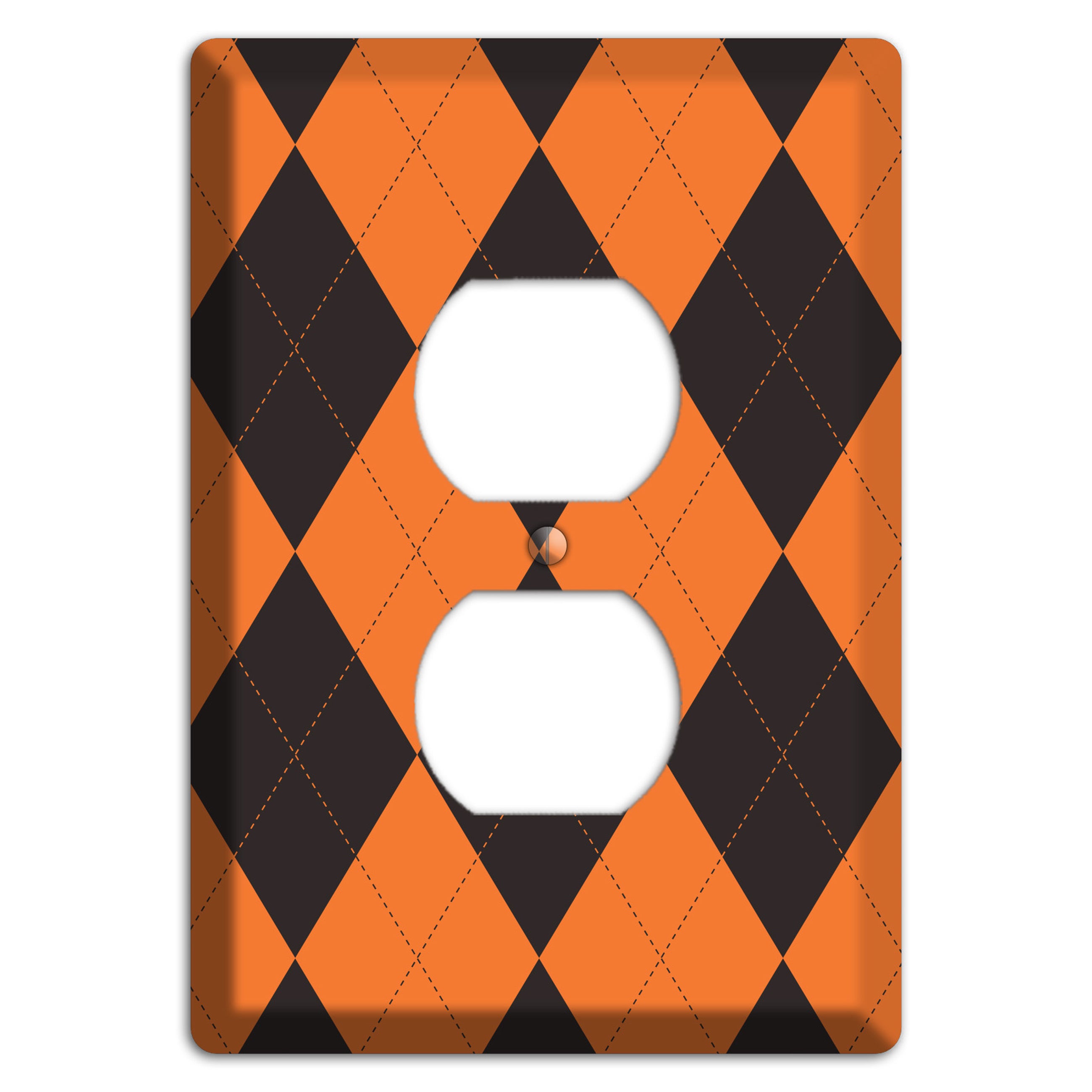 Orange Argyle Duplex Outlet Wallplate