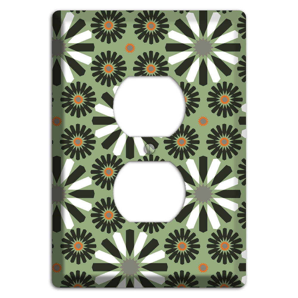 Olive with Scandinavian Floral Duplex Outlet Wallplate