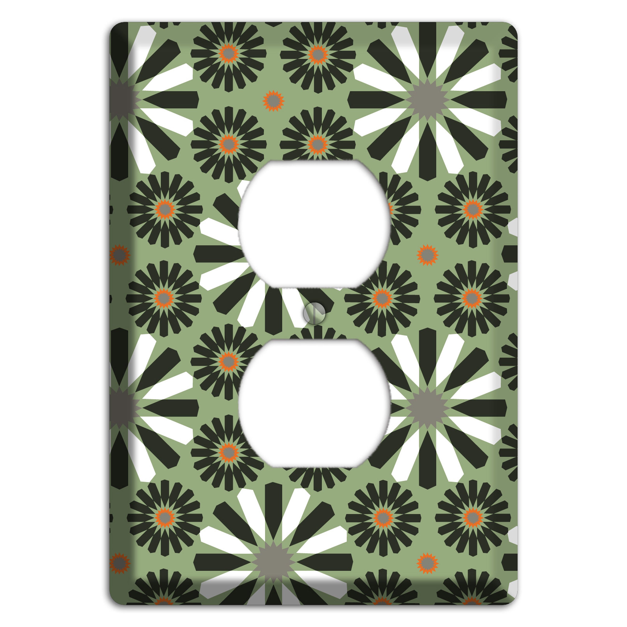 Olive with Scandinavian Floral Duplex Outlet Wallplate