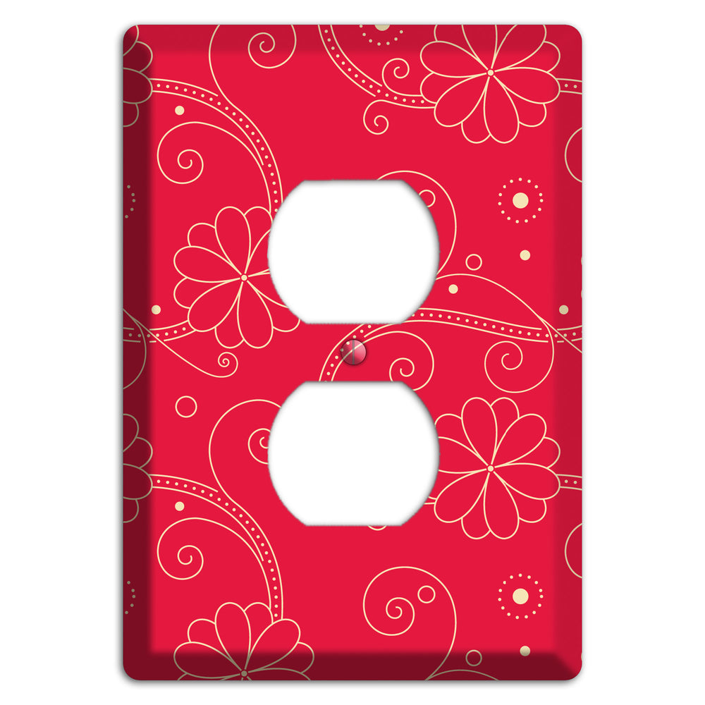 Red Floral Swirl Duplex Outlet Wallplate