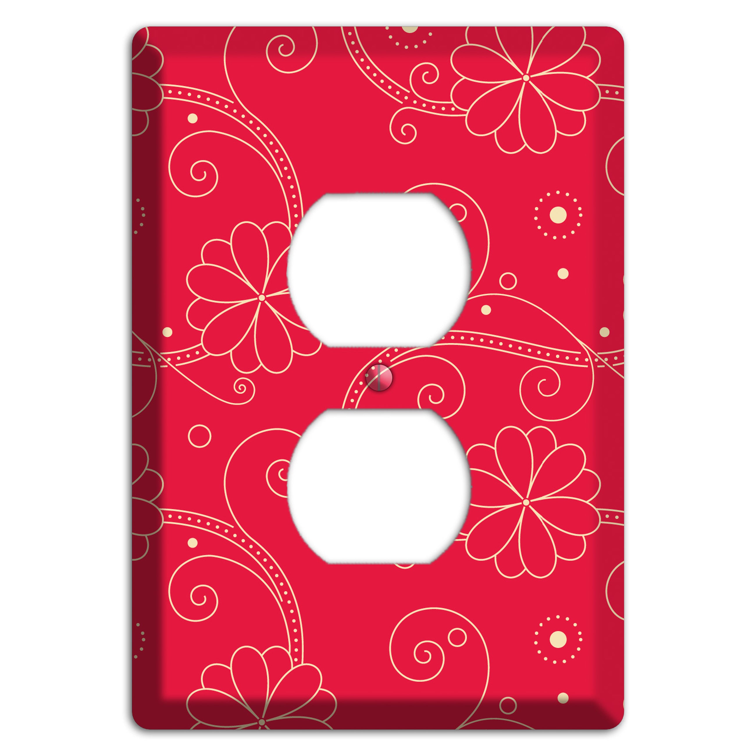 Red Floral Swirl Duplex Outlet Wallplate