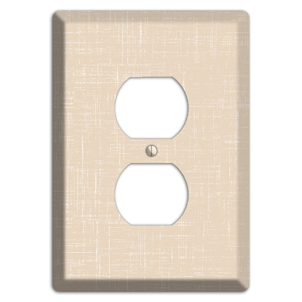 Double Spanish White Neutral Texture Duplex Outlet Wallplate
