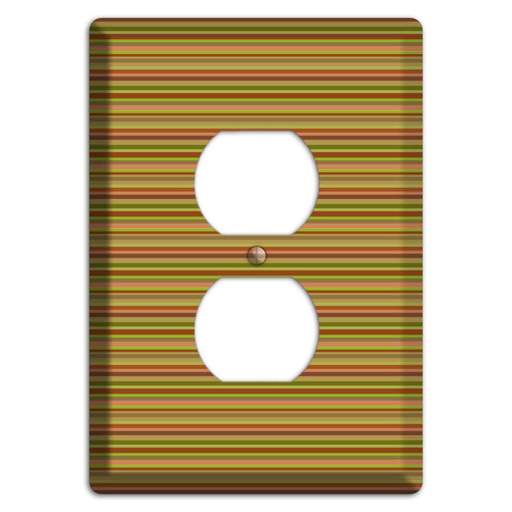 Multi Olive Burgundy Horizontal Stripes Duplex Outlet Wallplate