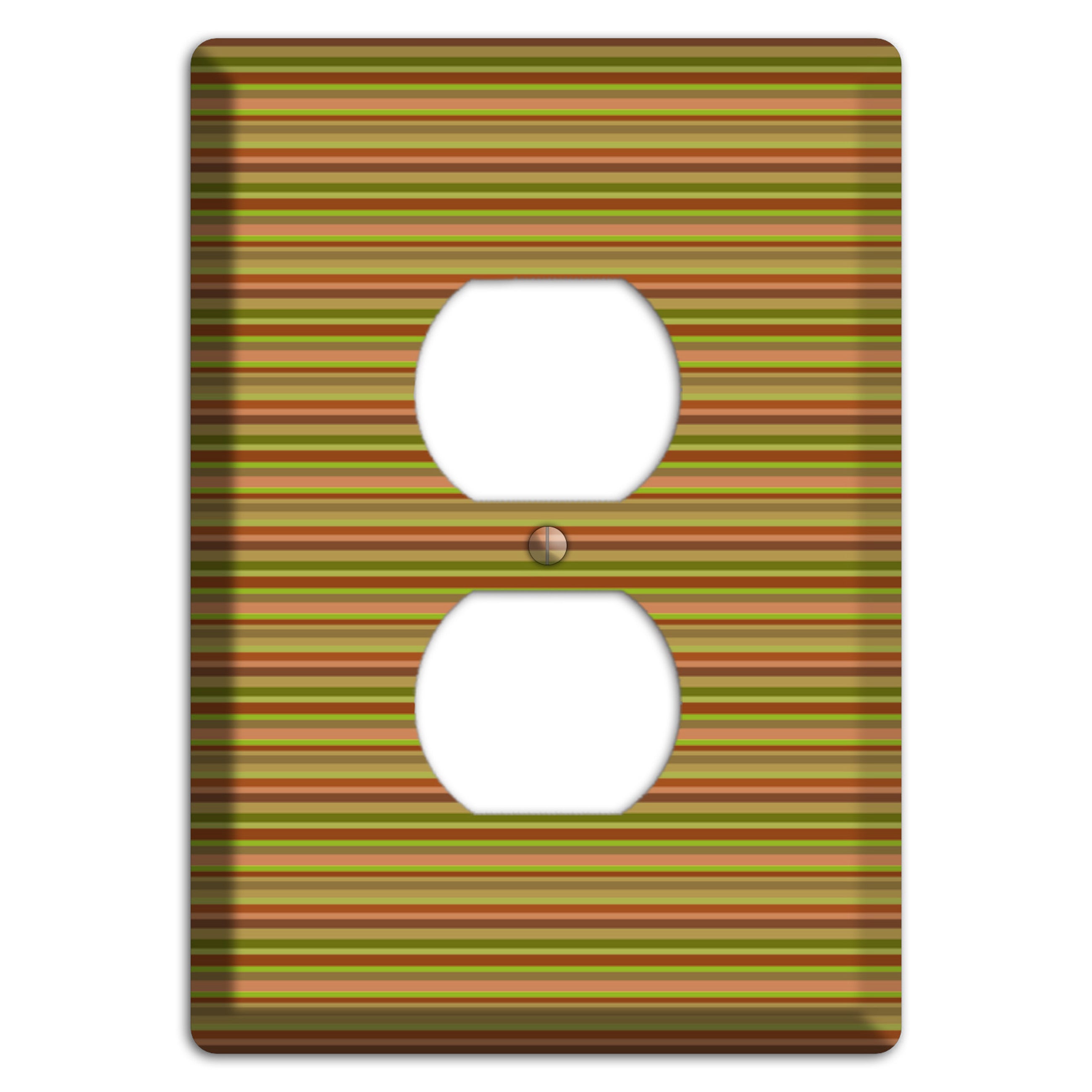 Multi Olive Burgundy Horizontal Stripes Duplex Outlet Wallplate